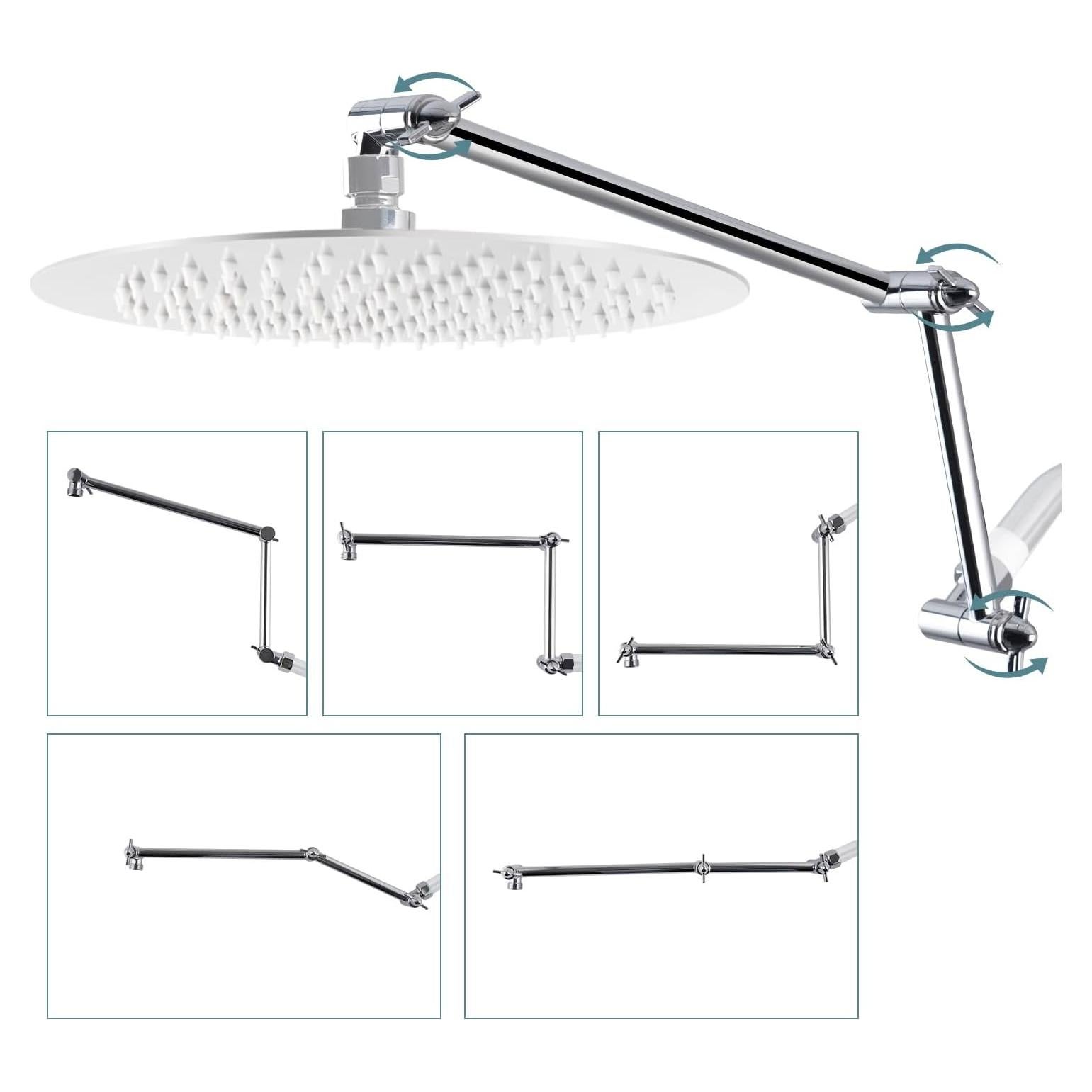 Extensor de Brazo de Ducha Ajustable iFealClear 40.64 cm Cromo