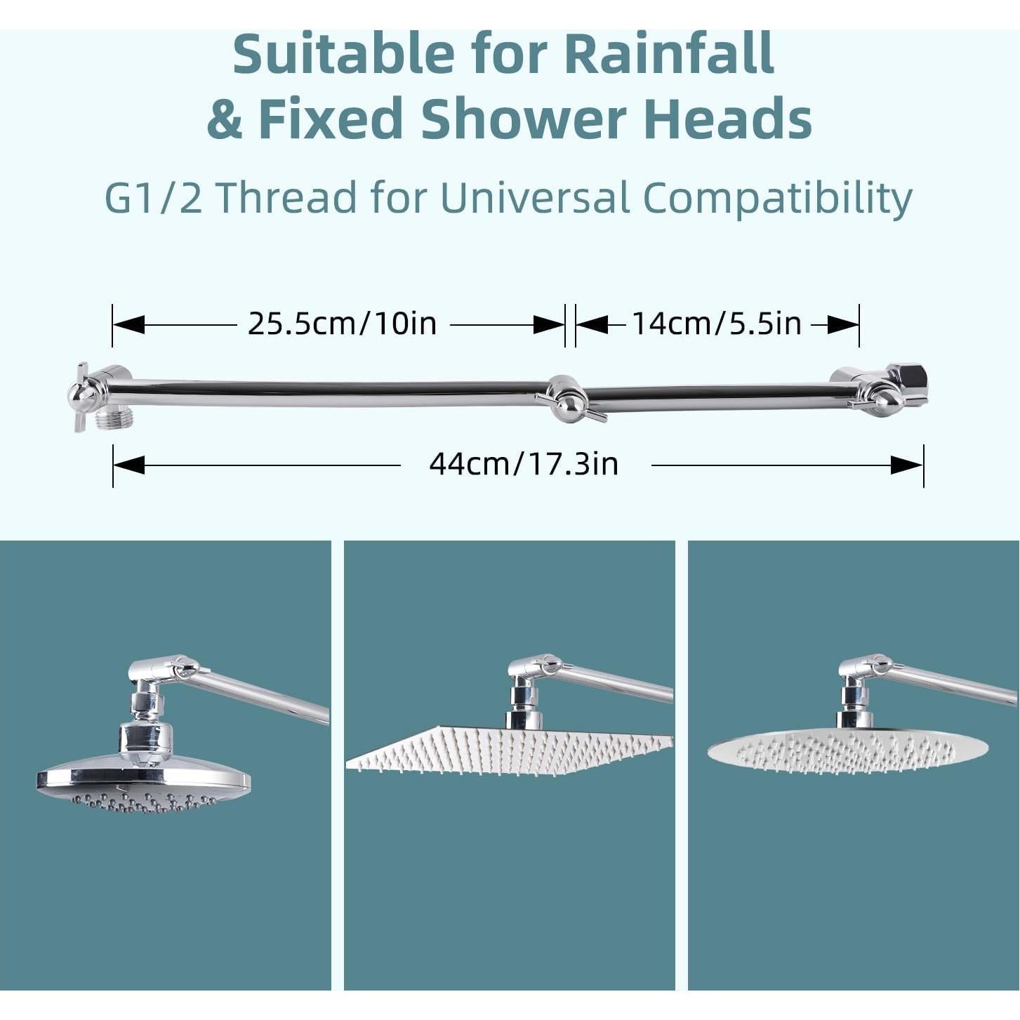 Extensor de Brazo de Ducha Ajustable iFealClear 40.64 cm Cromo