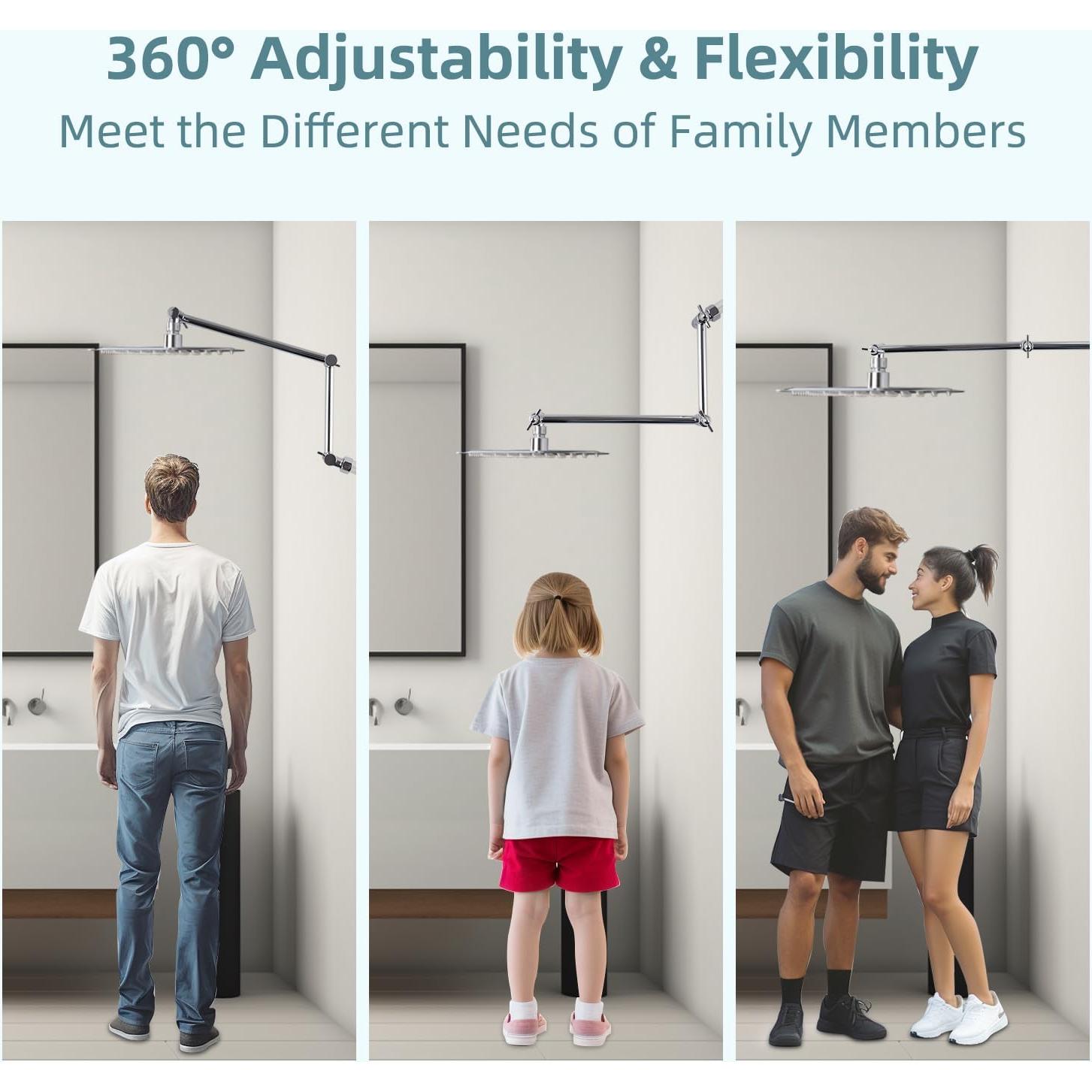 Extensor de Brazo de Ducha Ajustable iFealClear 40.64 cm Cromo