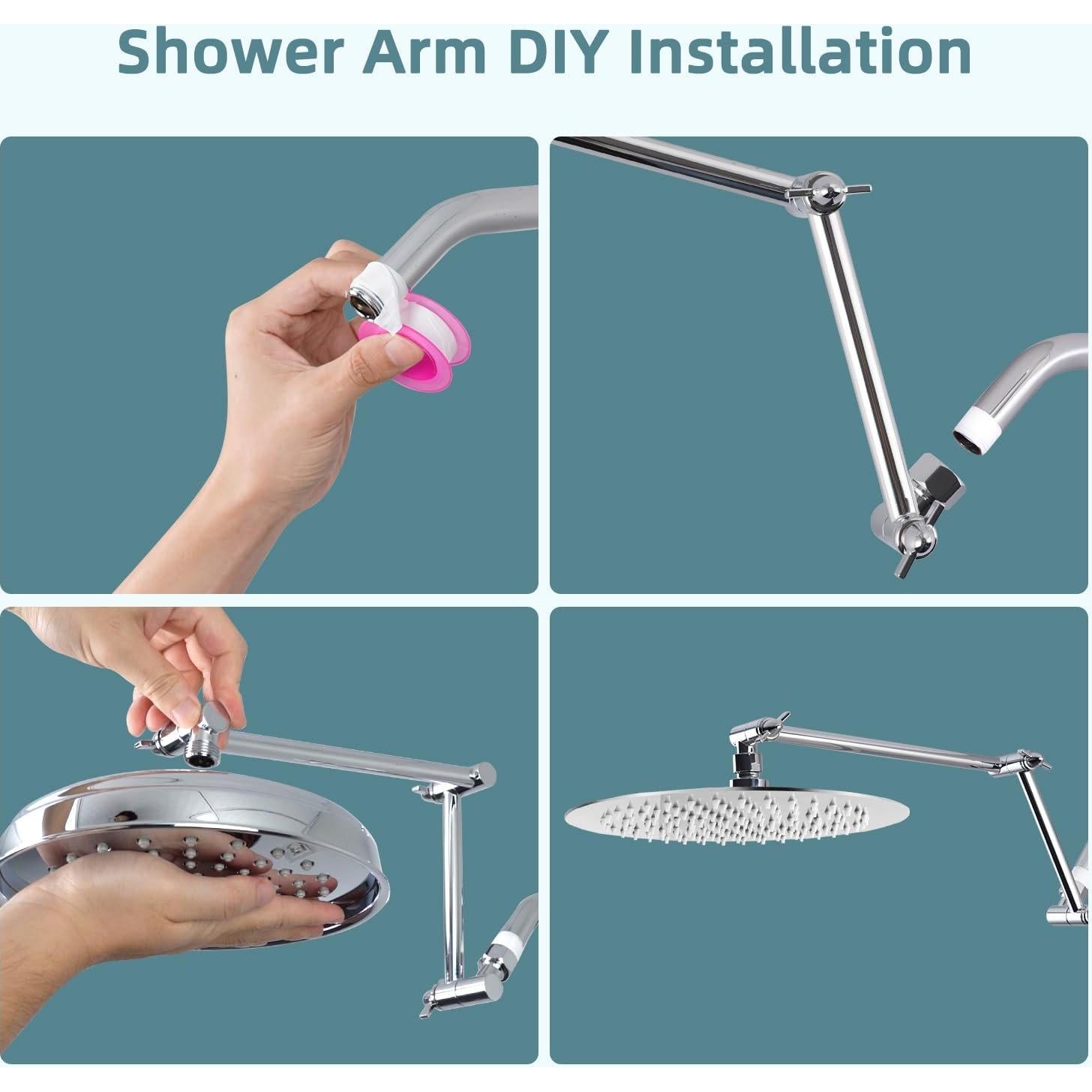 Extensor de Brazo de Ducha Ajustable iFealClear 40.64 cm Cromo