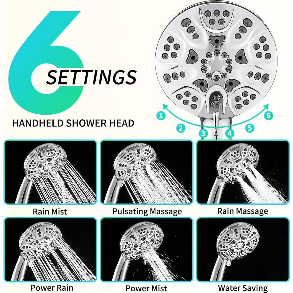 Cabeza de Ducha de Lluvia y Mano INEFATH 30 Configuraciones Cromo