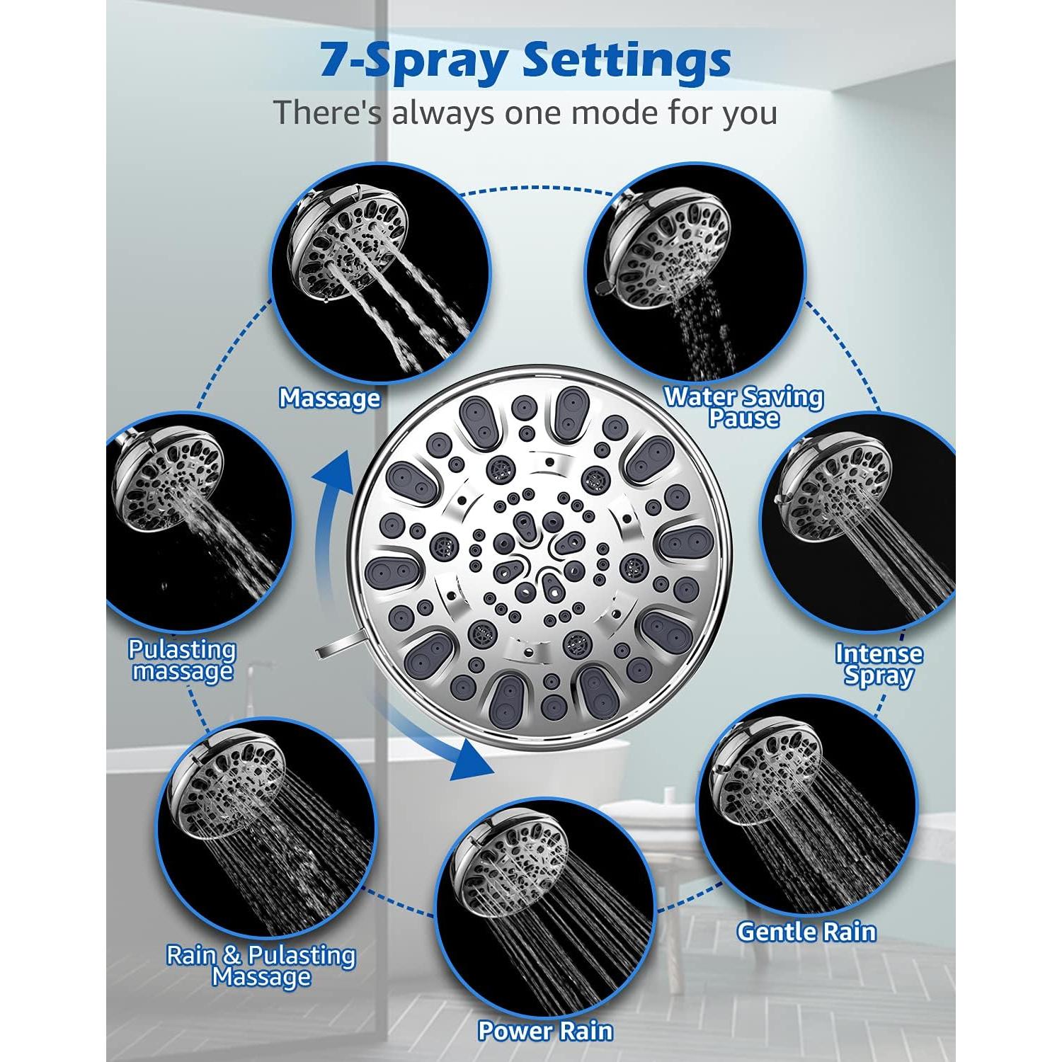 Cabezal de Ducha de Alta Presión VMASSTONE FM-001 4.7" Cromo