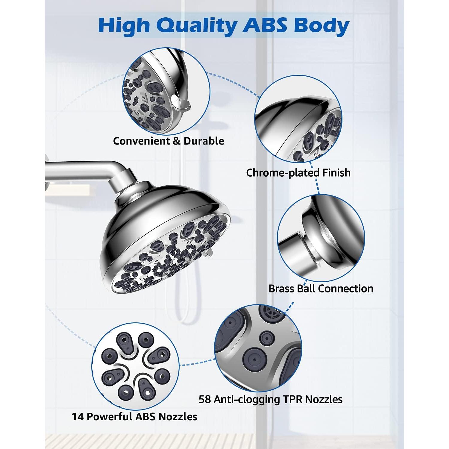 Cabezal de Ducha de Alta Presión VMASSTONE FM-001 4.7" Cromo