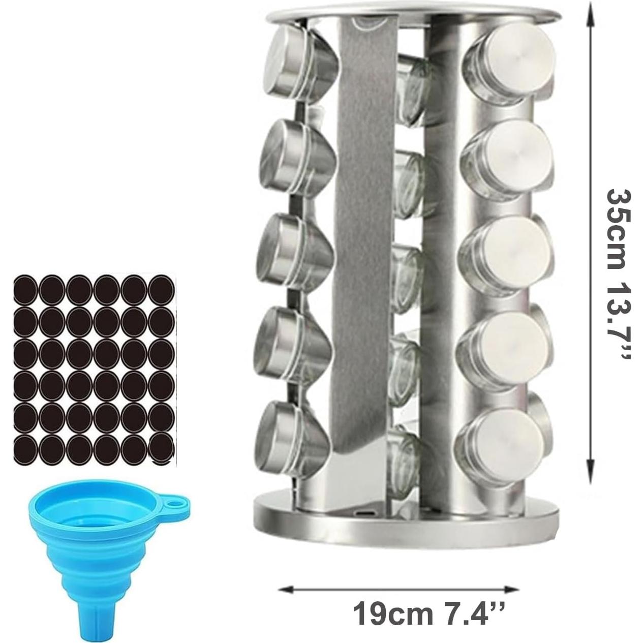 Organizador de Especias Giratorio VaNaenic 20 Frascos Acero Inoxidable