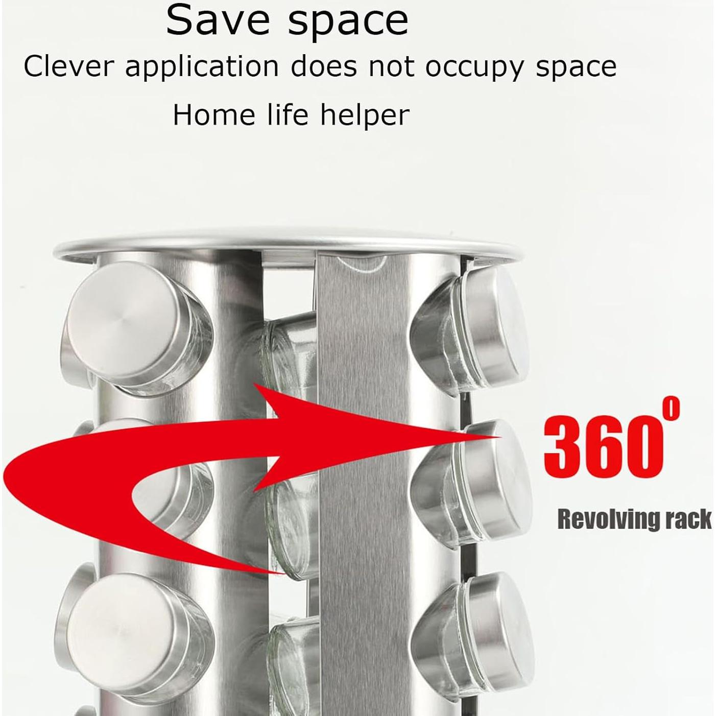 Organizador de Especias Giratorio VaNaenic 20 Frascos Acero Inoxidable