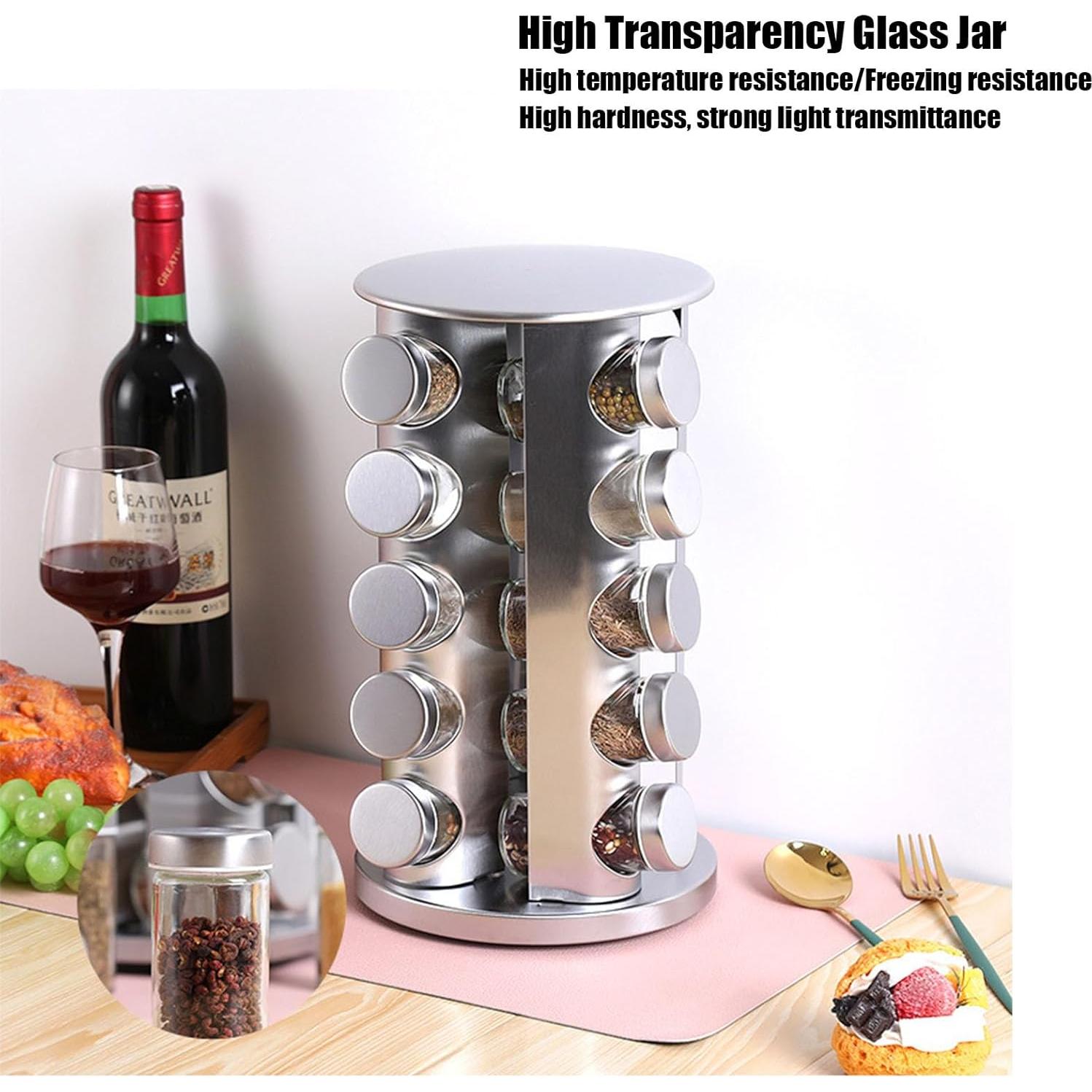 Organizador de Especias Giratorio VaNaenic 20 Frascos Acero Inoxidable