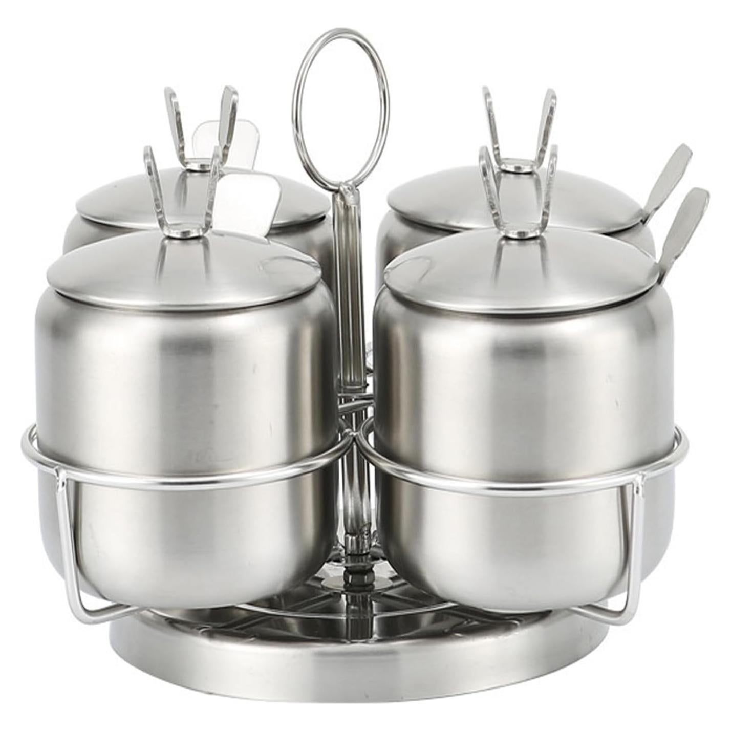 Juego de Tarros de Especias Giratorios PAEUDOMRF Acero Inoxidable 350ml