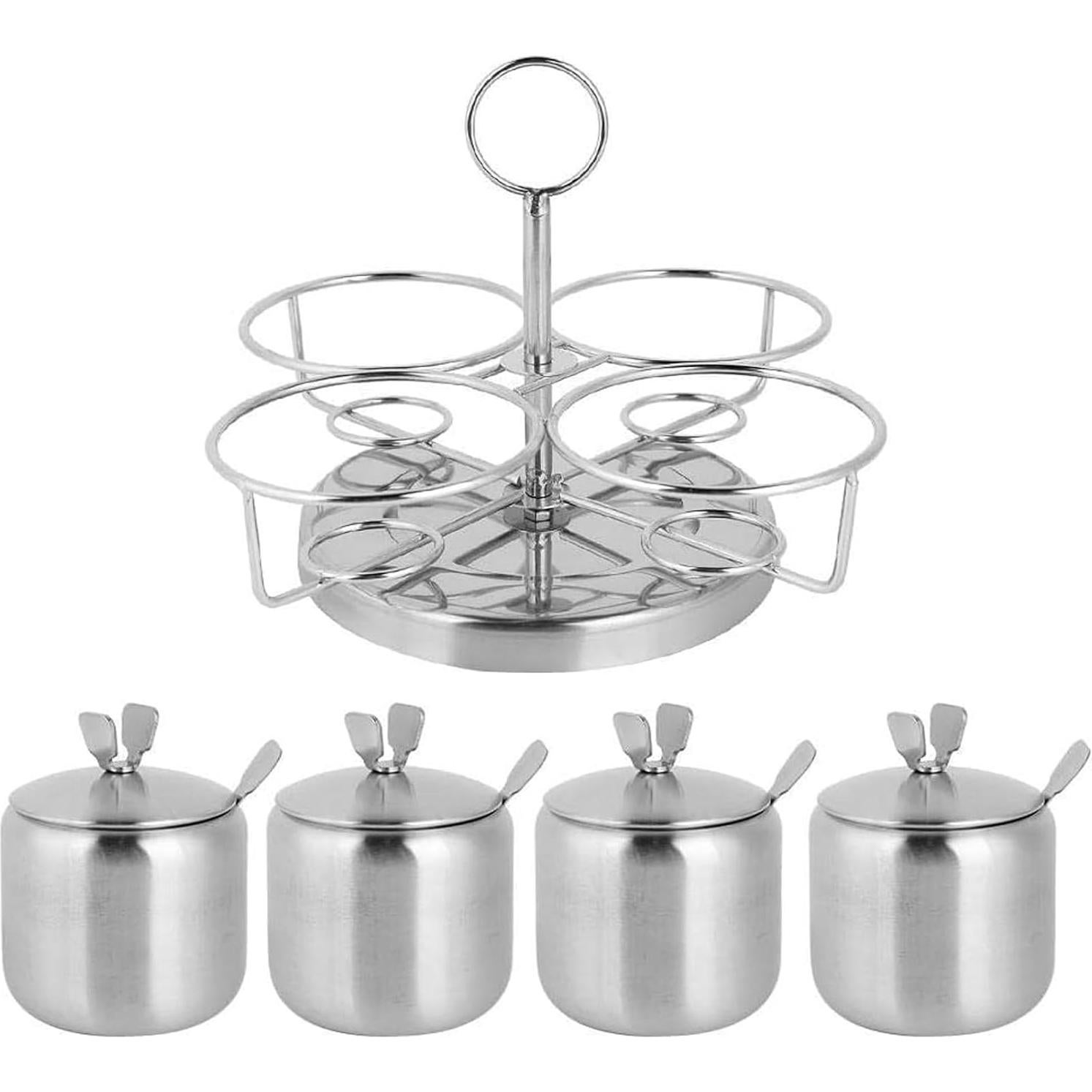 Juego de Tarros de Especias Giratorios PAEUDOMRF Acero Inoxidable 350ml