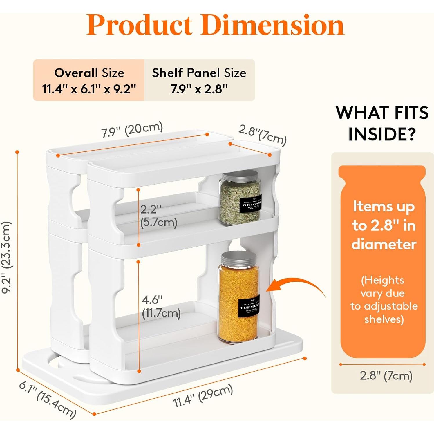 Organizador de Especias Lifewit Blanco 3 Niveles Ajustable 29x15.4 cm