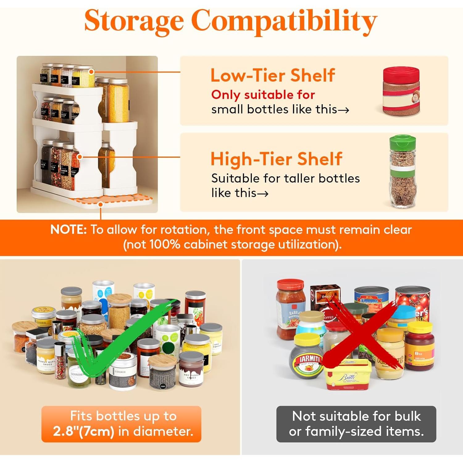 Organizador de Especias Lifewit Blanco 3 Niveles Ajustable 29x15.4 cm