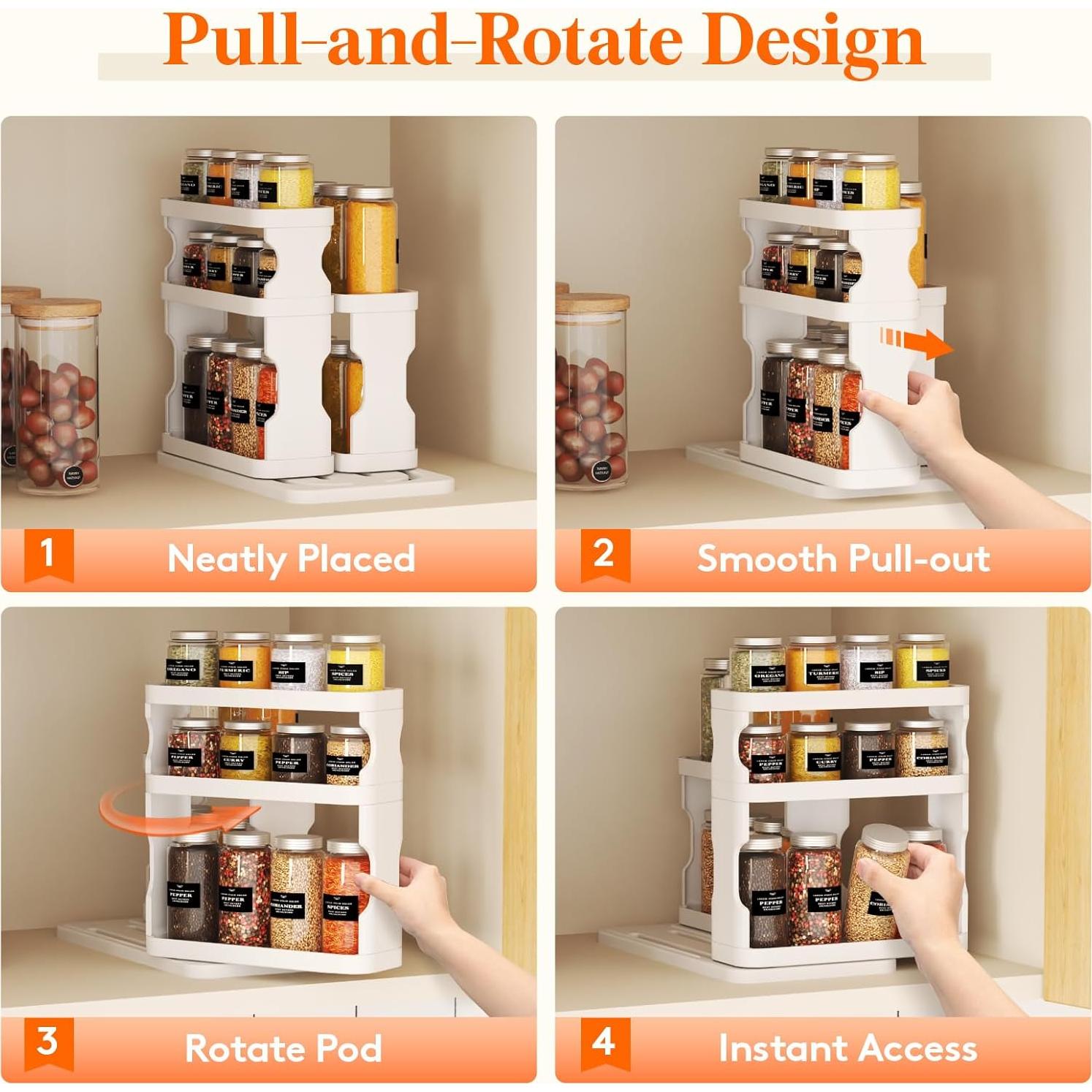 Organizador de Especias Lifewit Blanco 3 Niveles Ajustable 29x15.4 cm