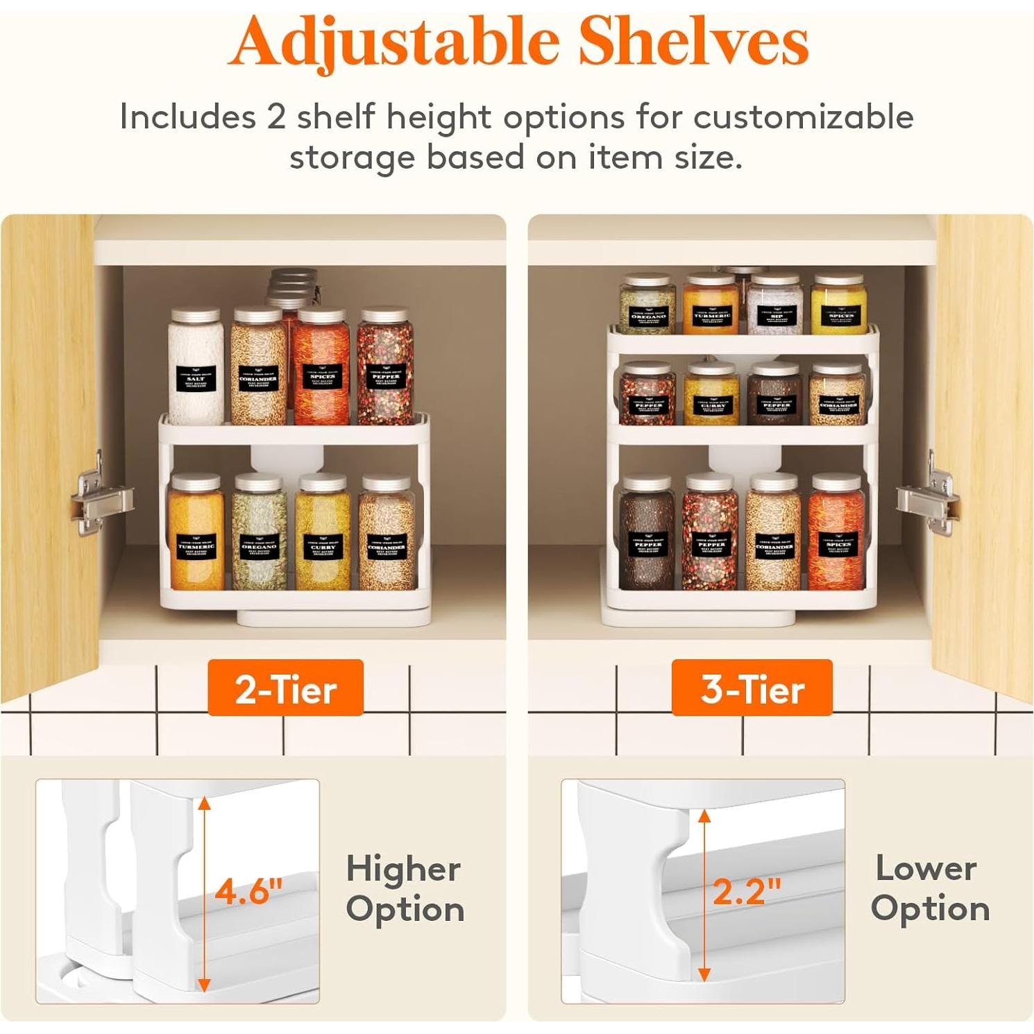 Organizador de Especias Lifewit Blanco 3 Niveles Ajustable 29x15.4 cm