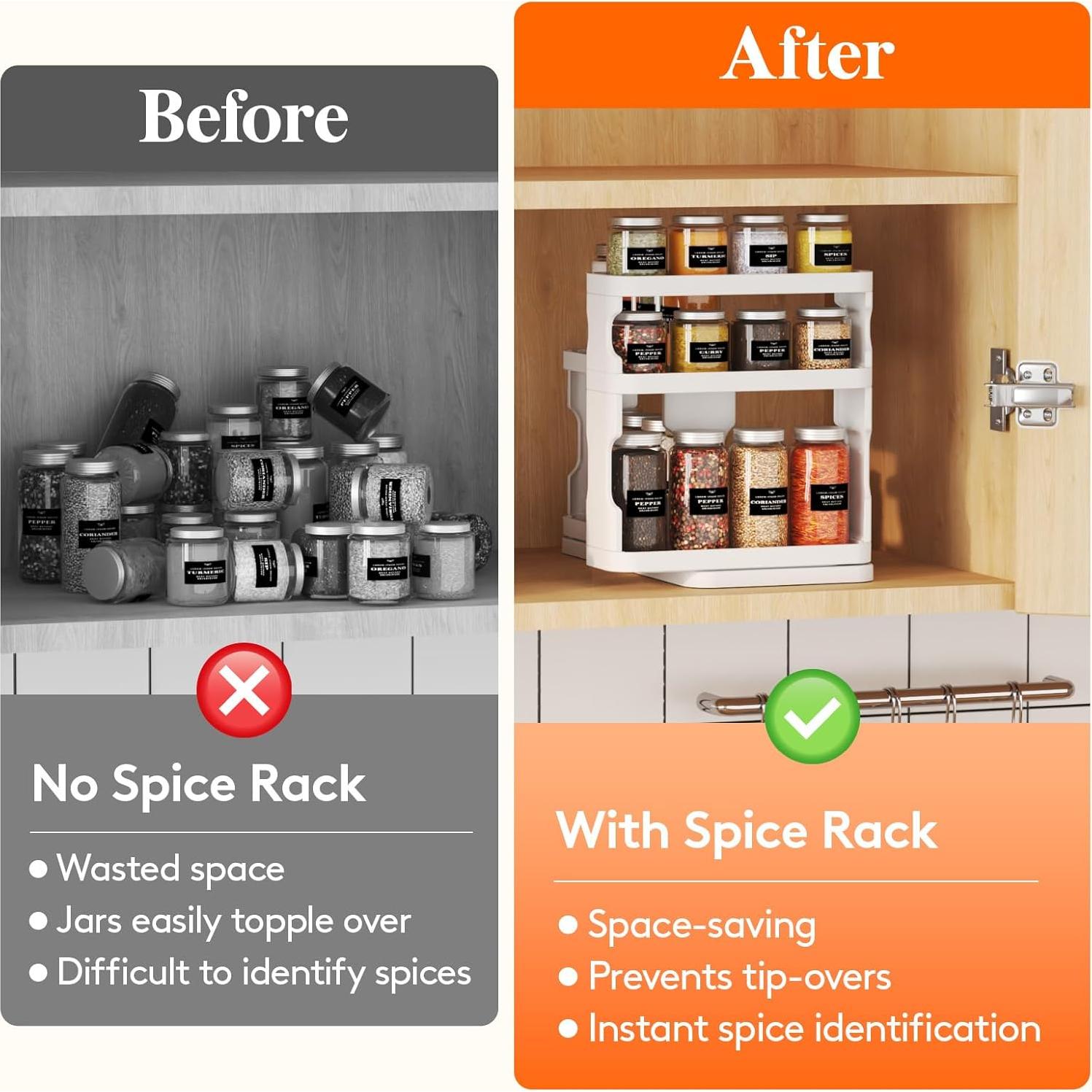 Organizador de Especias Lifewit Blanco 3 Niveles Ajustable 29x15.4 cm