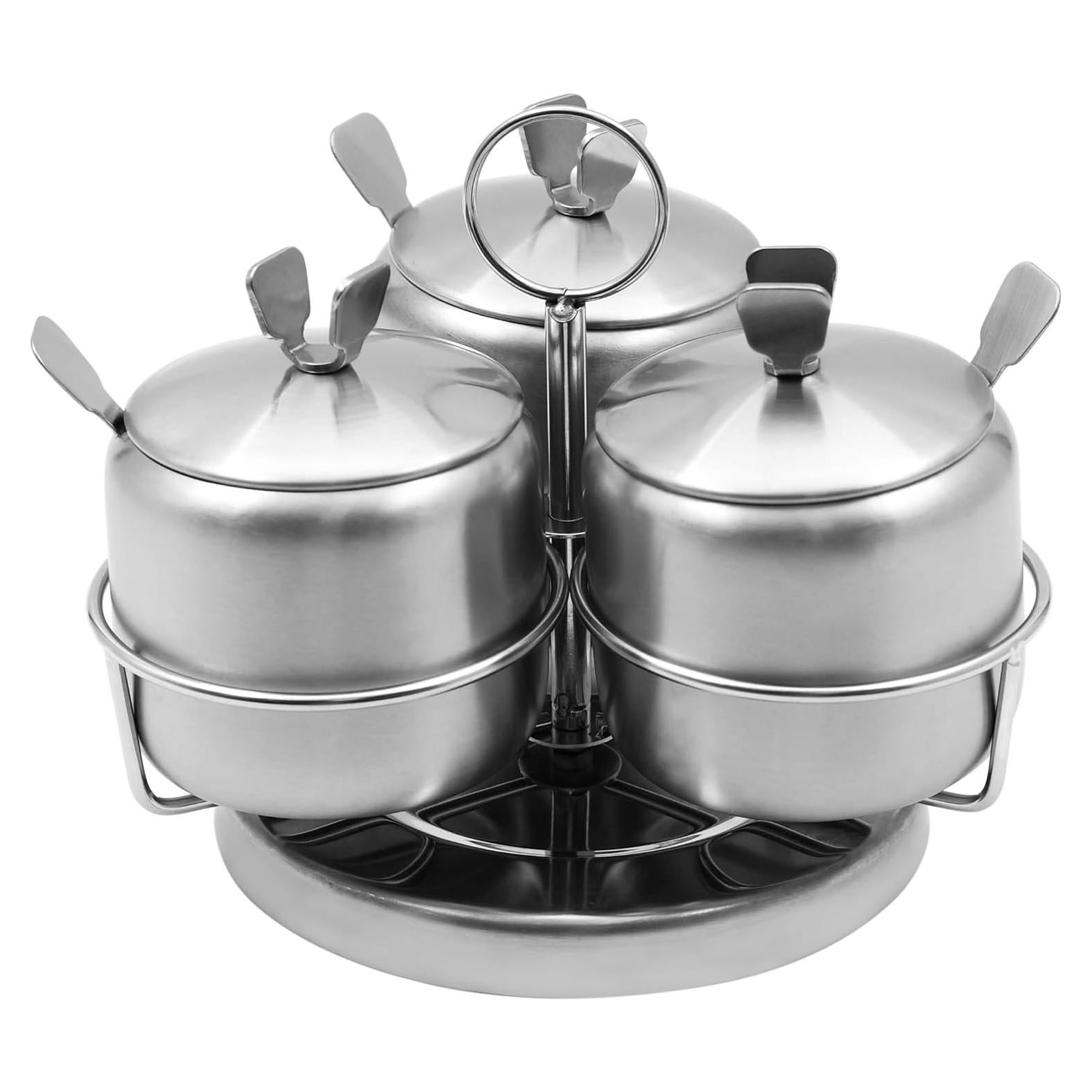 Juego de 3 Tarros de Especias Giratorios BSDLZCH con Soporte