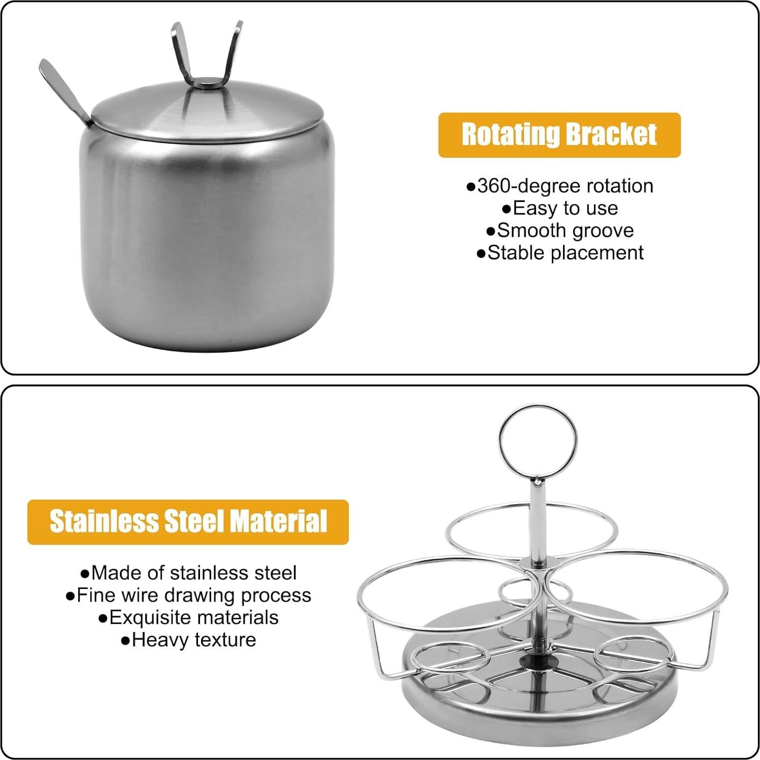 Juego de 3 Tarros de Especias Giratorios BSDLZCH con Soporte