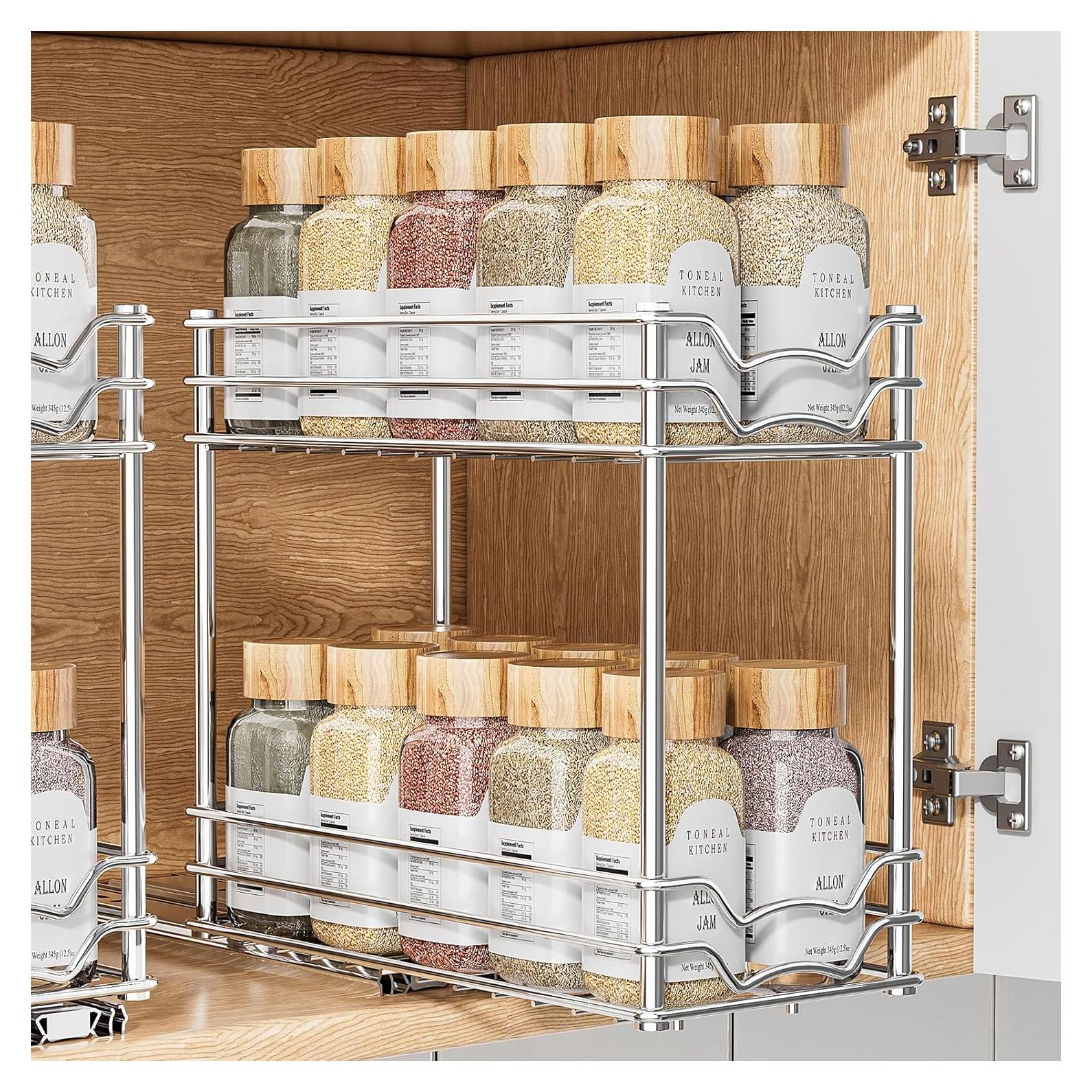 Organizador de Especias Extraíble PanPanPal 2 Niveles Cromo 12.45x26.42 cm