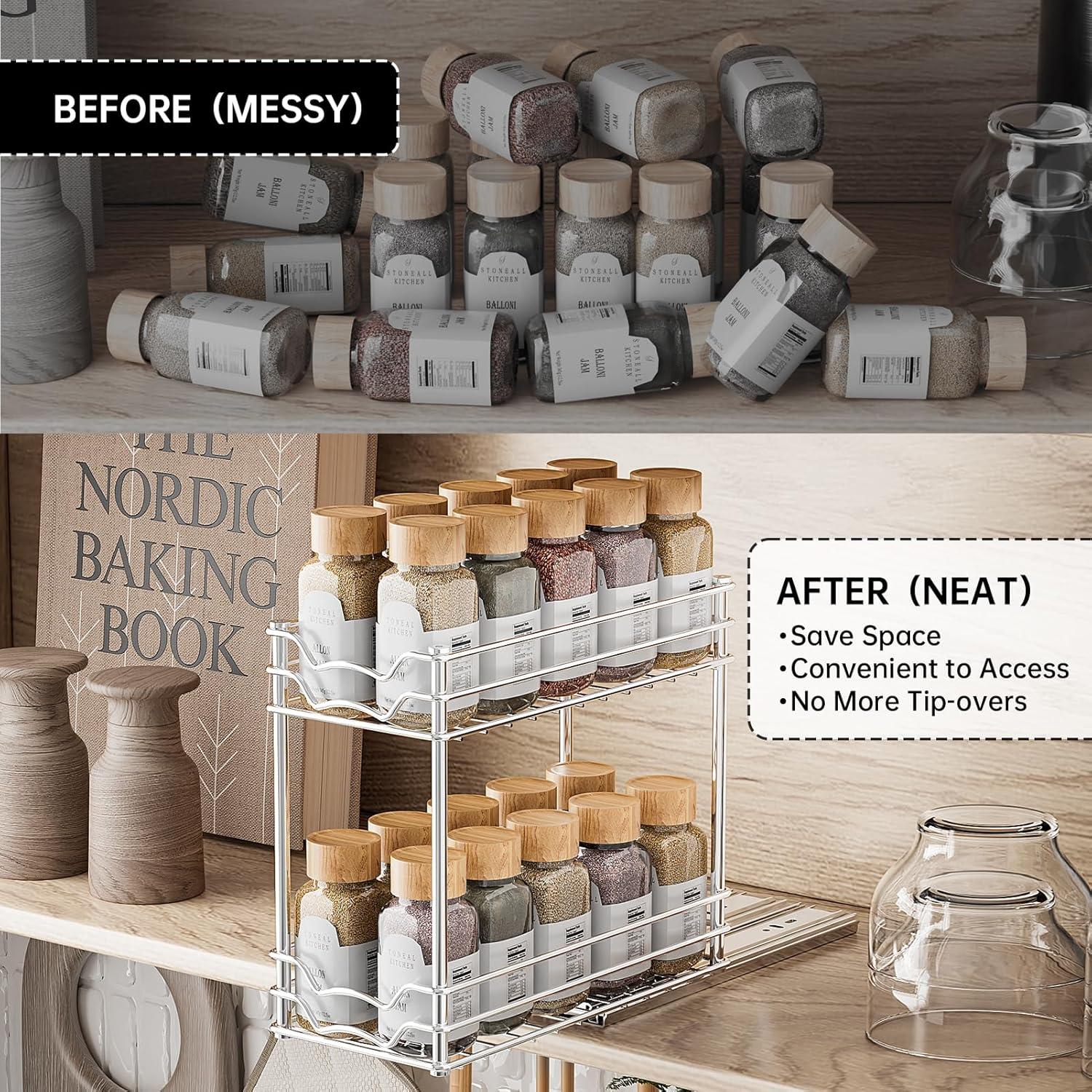 Organizador de Especias Extraíble PanPanPal 2 Niveles Cromo 12.45x26.42 cm