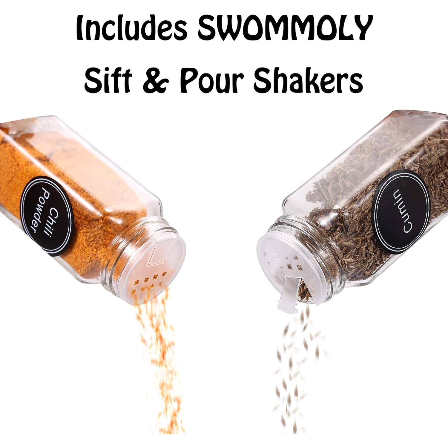 Organizador de Especias SWOMMOLY con 72 Frascos y 340 Etiquetas