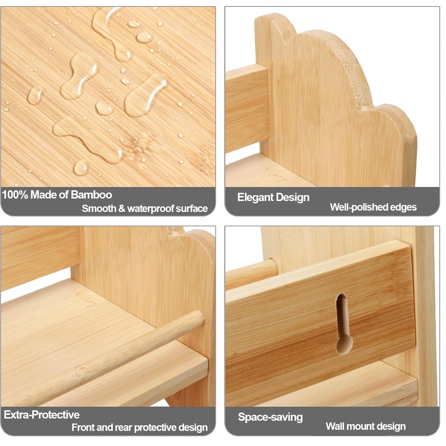 Estante de Especias Thalomely de 3 Niveles en Bambú Natural