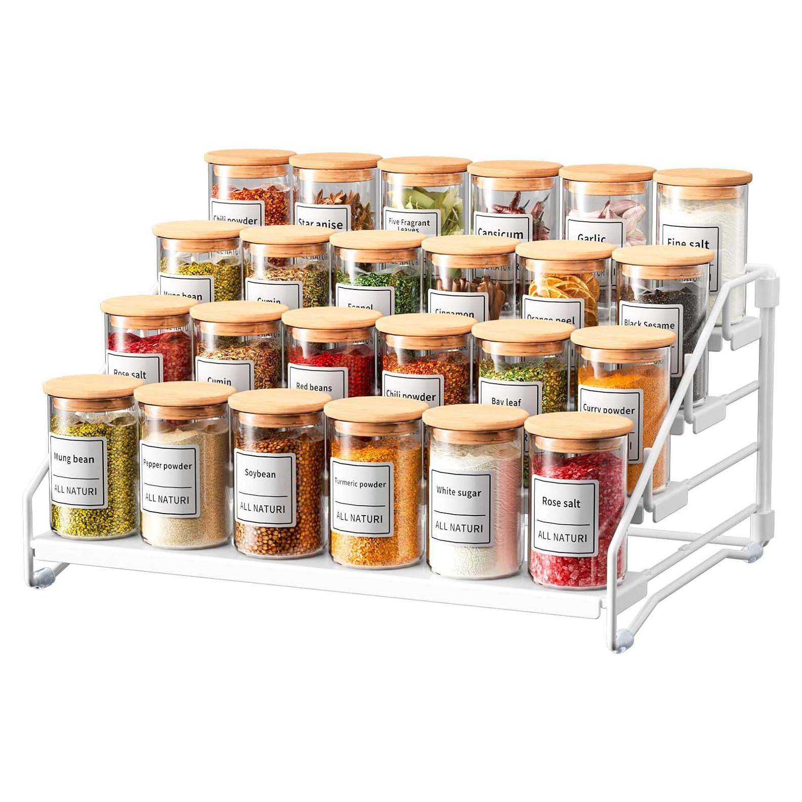 Organizador de Especias RCHYFEED 4 Niveles Ajustable Metal Blanco