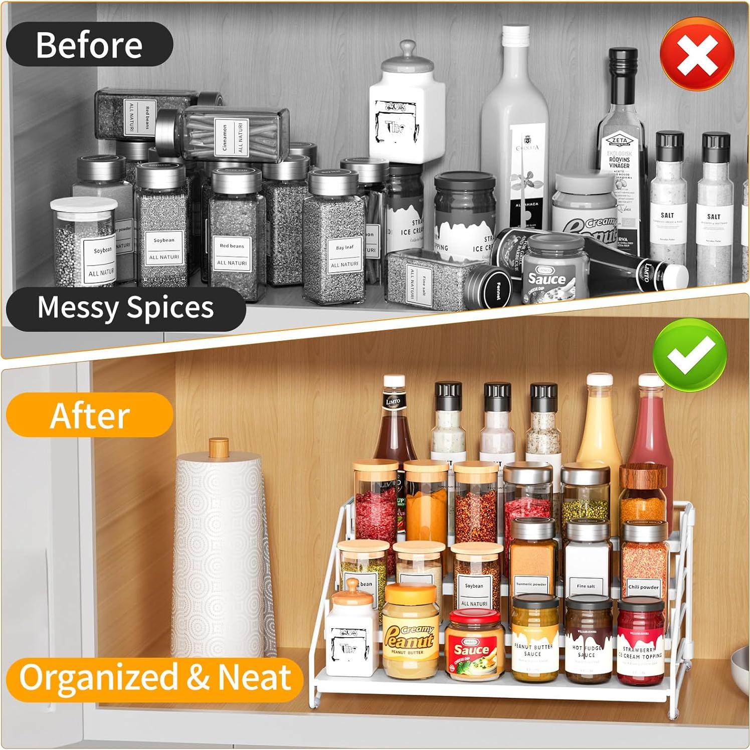 Organizador de Especias RCHYFEED 4 Niveles Ajustable Metal Blanco