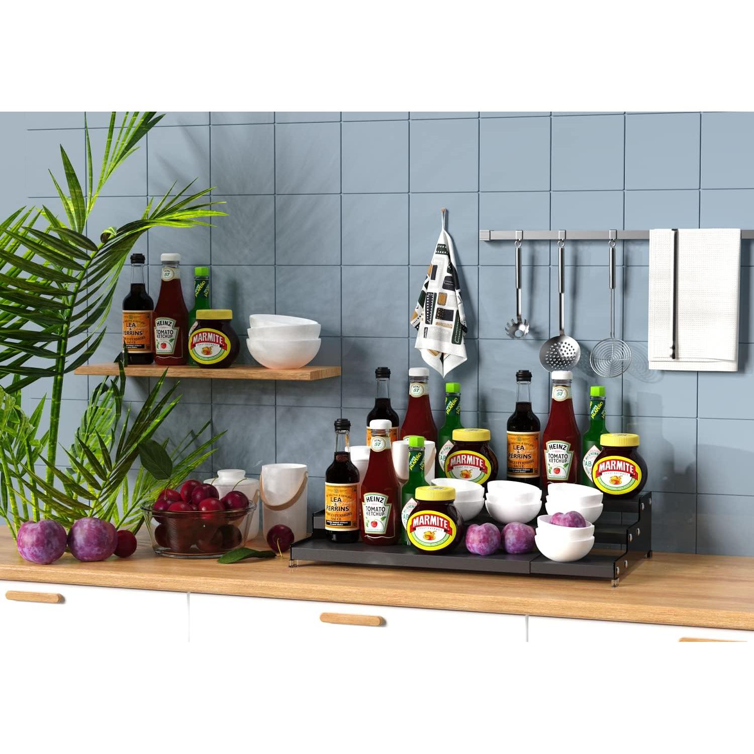 Organizador de Especias Expandible Jojocross 3 Niveles Negro