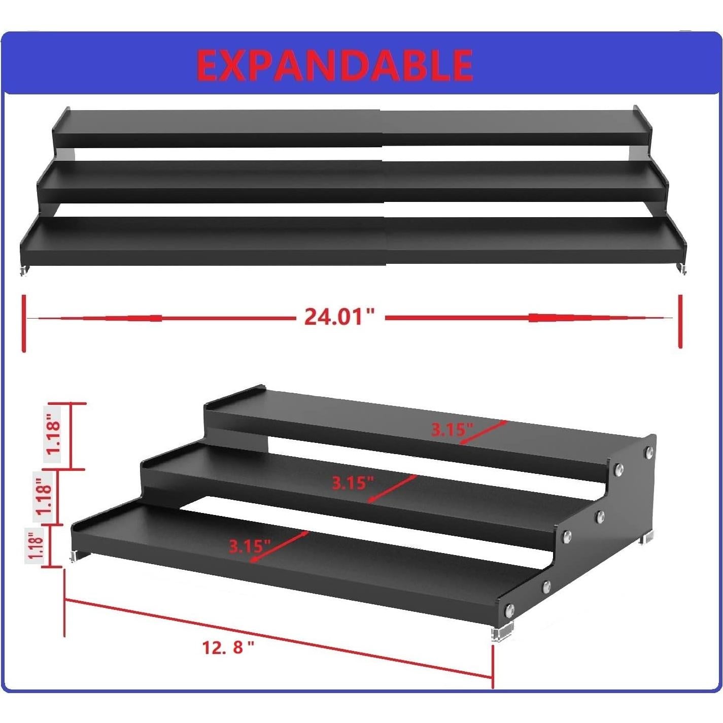Organizador de Especias Expandible Jojocross 3 Niveles Negro
