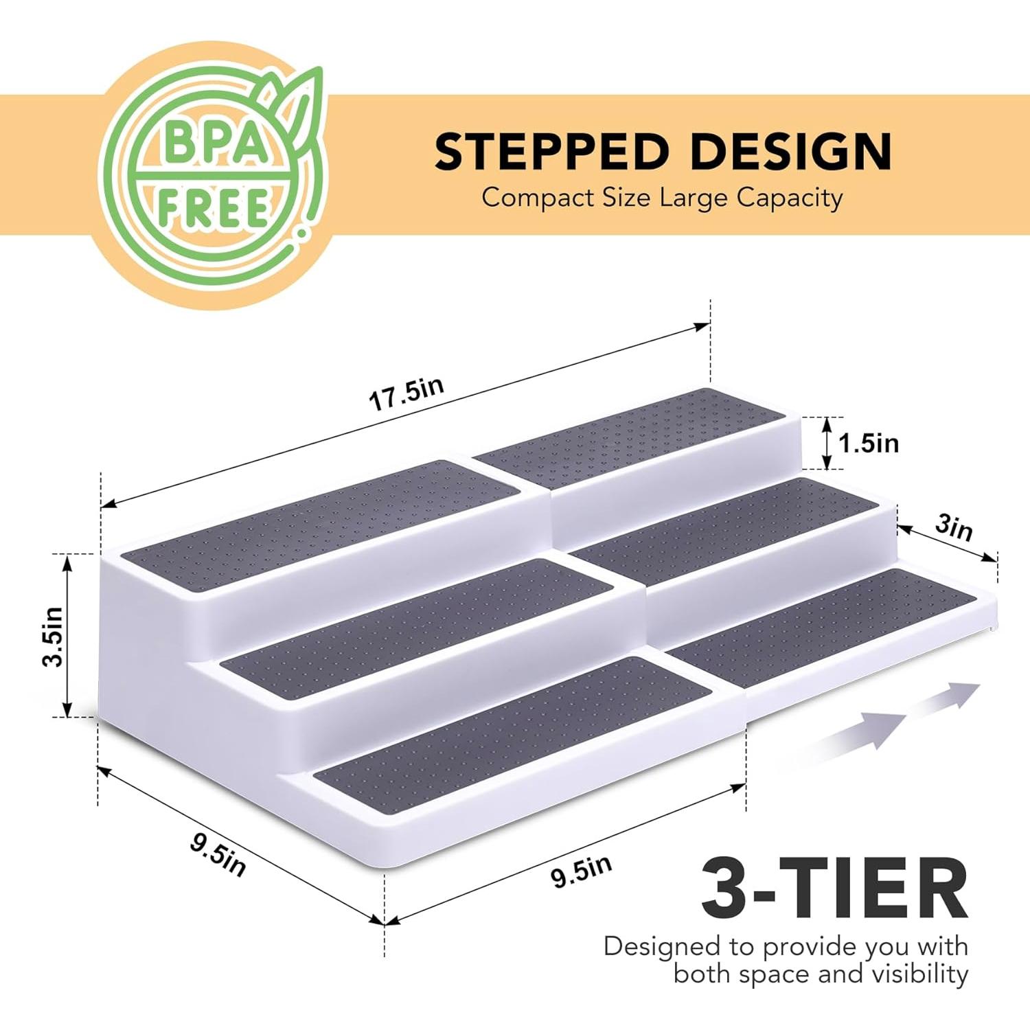 Organizador de Especias Expandible CiWiVOKi 3 Niveles Blanco Gris