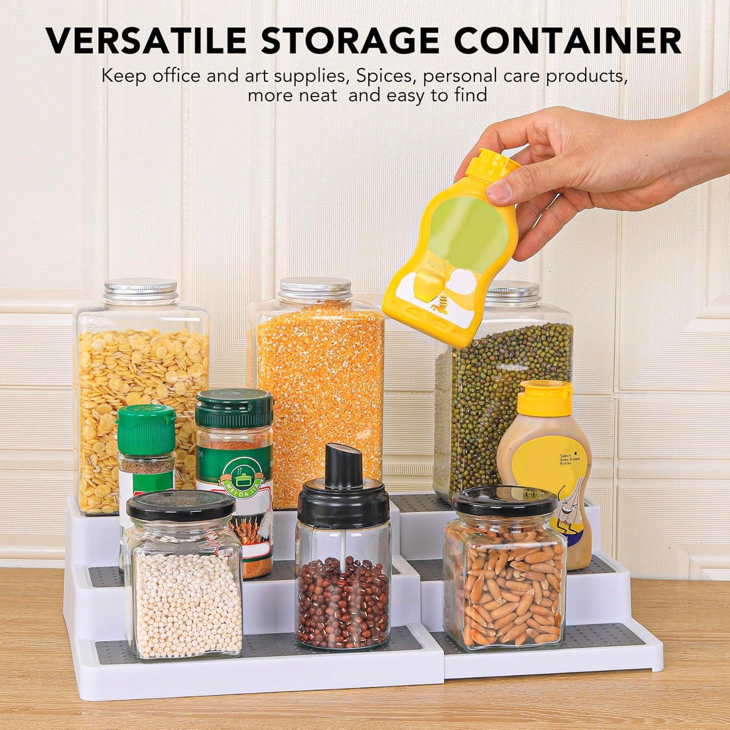 Organizador de Especias Expandible CiWiVOKi 3 Niveles Blanco Gris