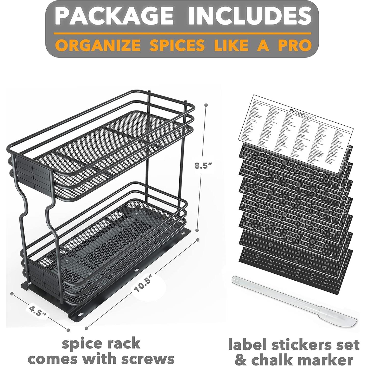 Organizador de Especias SpaceAid 2 Niveles 11.43 cm Negro