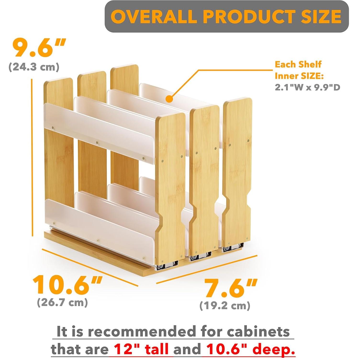 Organizador de Especias SpaceAid de Bambú Extraíble 3 Cajones