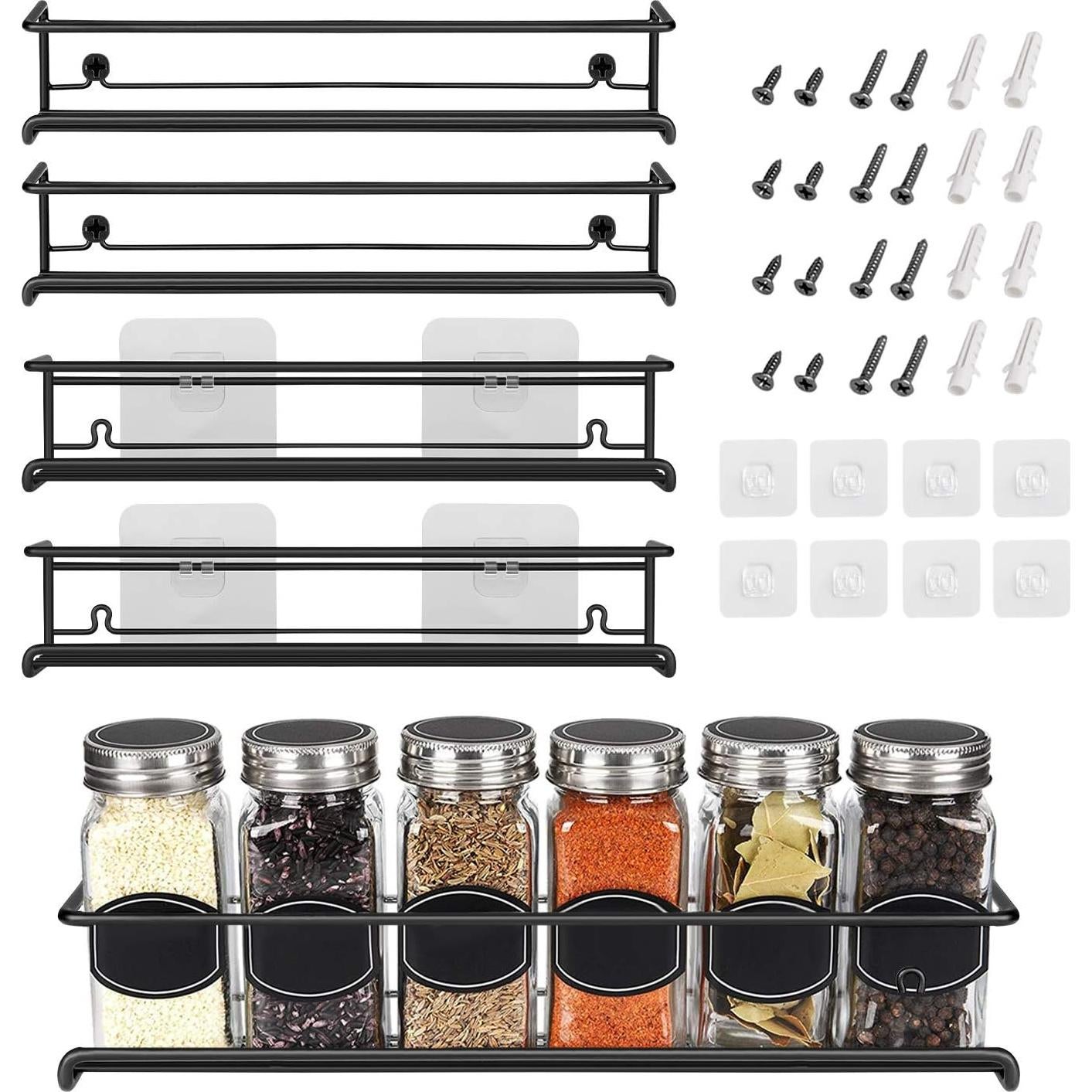 Organizador de Especias Montado en Pared Ultimate Hostess - 4 Niveles, Negro