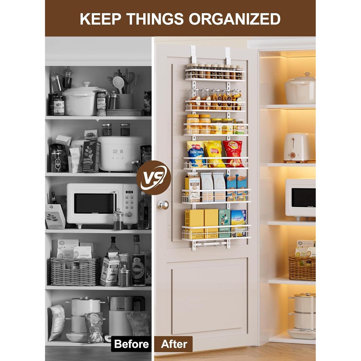 Organizador de despensa Delamu 6 niveles ajustable Blanco