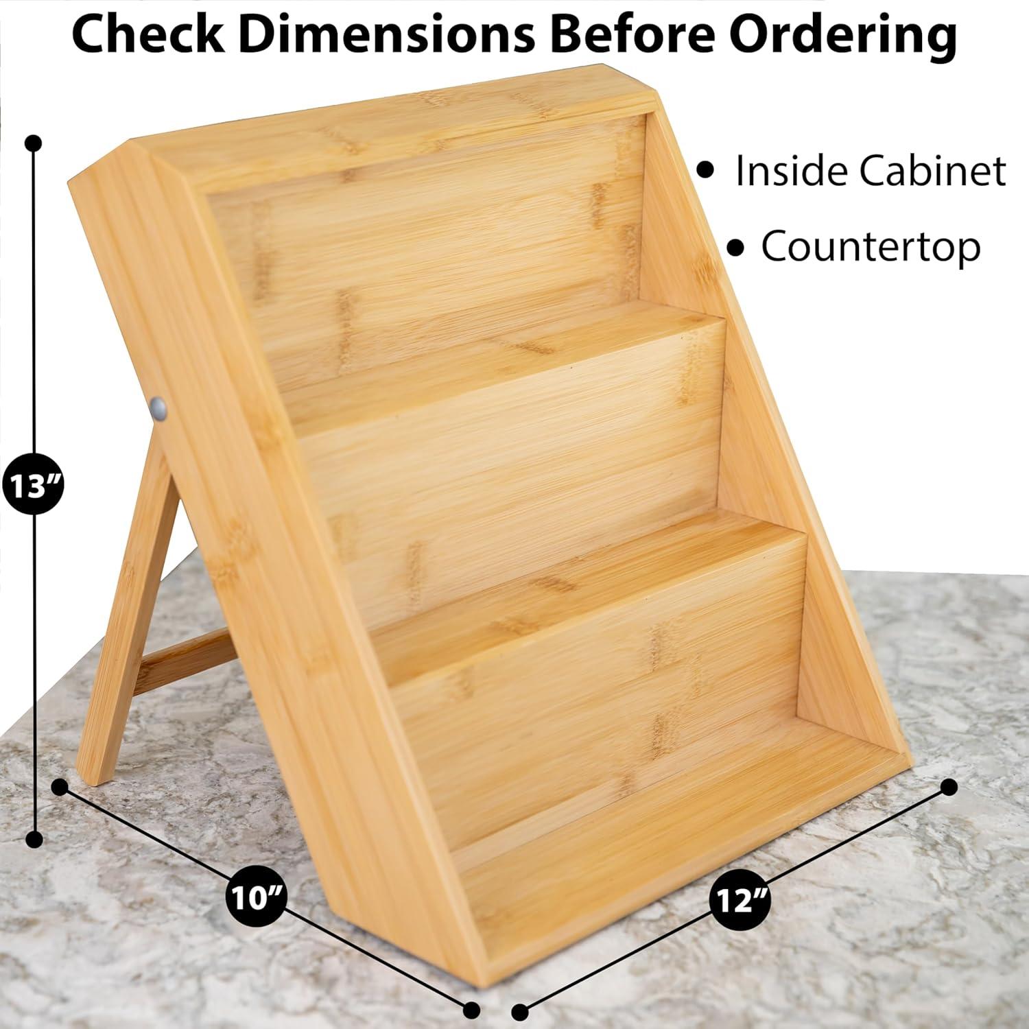 Estante de Especias de Bambú Homeware Express 3 Niveles 30.48x25.4x33 cm