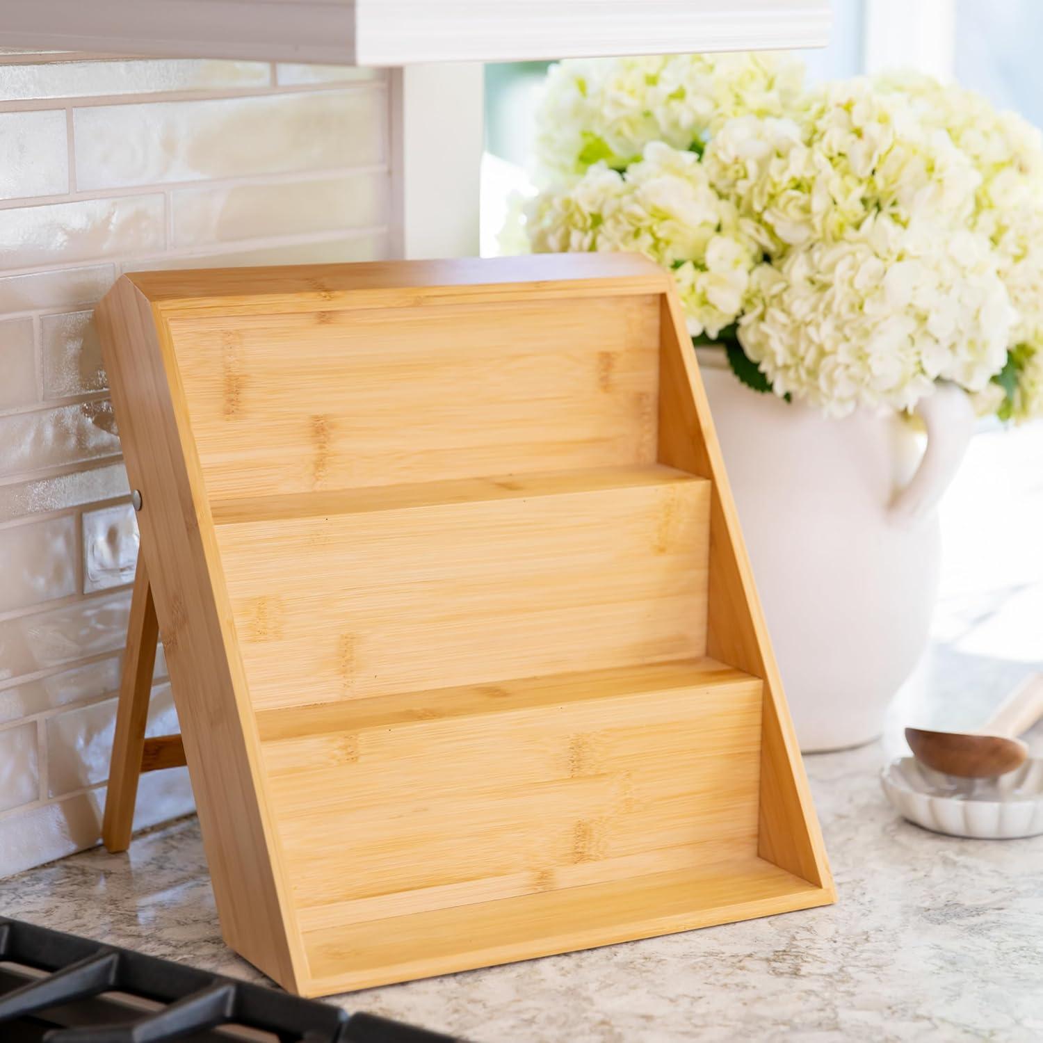 Estante de Especias de Bambú Homeware Express 3 Niveles 30.48x25.4x33 cm