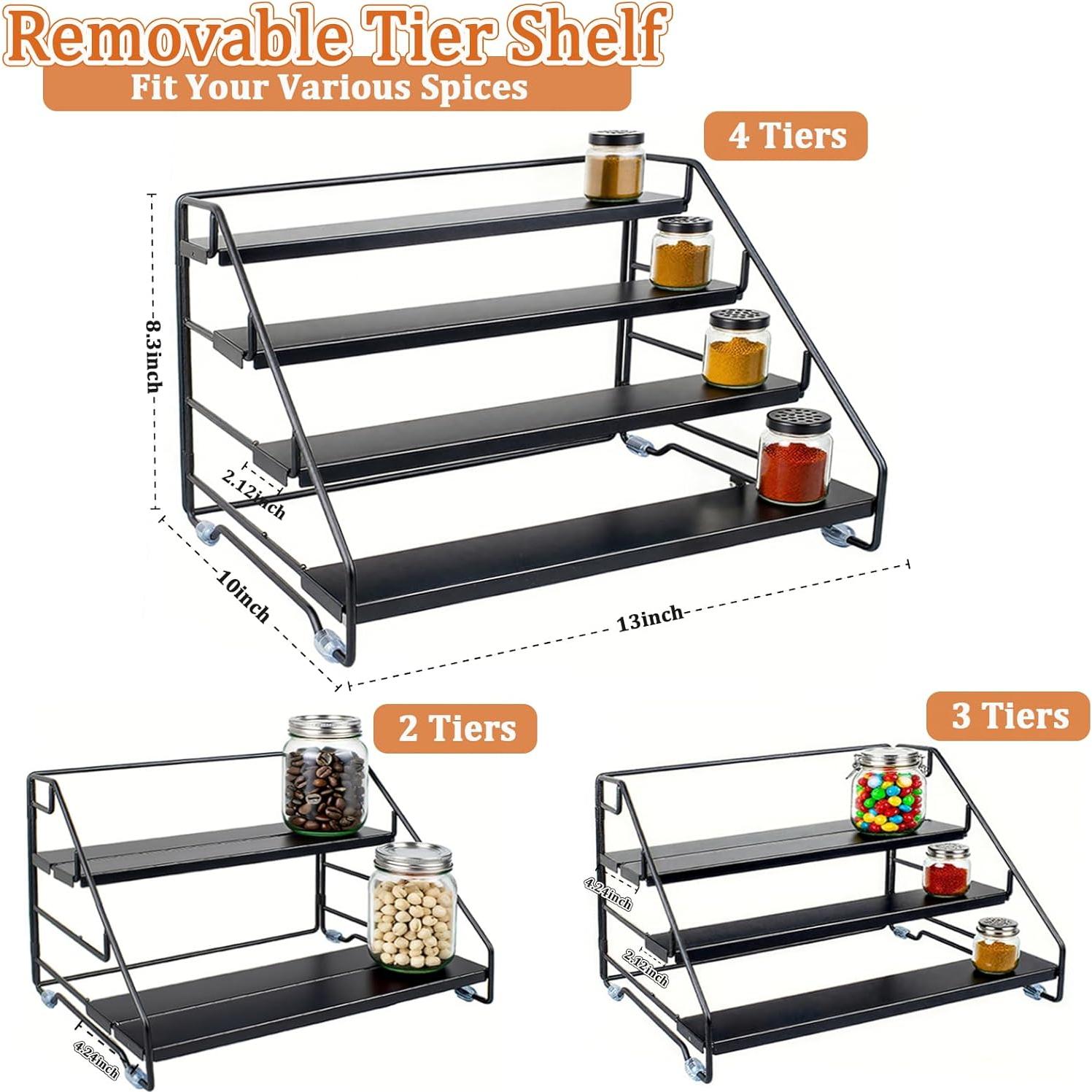 Organizador de Especias 4 Niveles AVMDOM Ajustable Negro