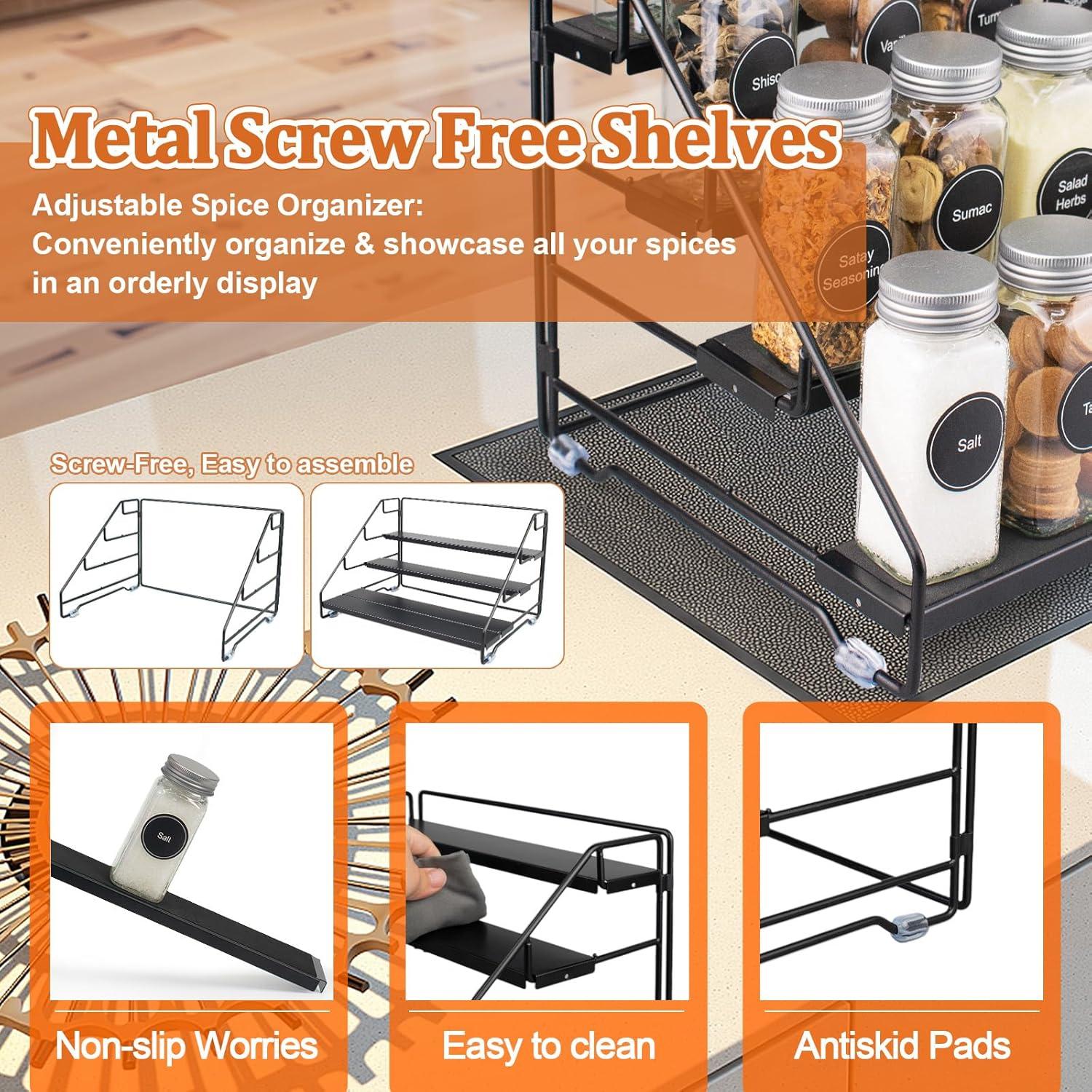 Organizador de Especias 4 Niveles AVMDOM Ajustable Negro