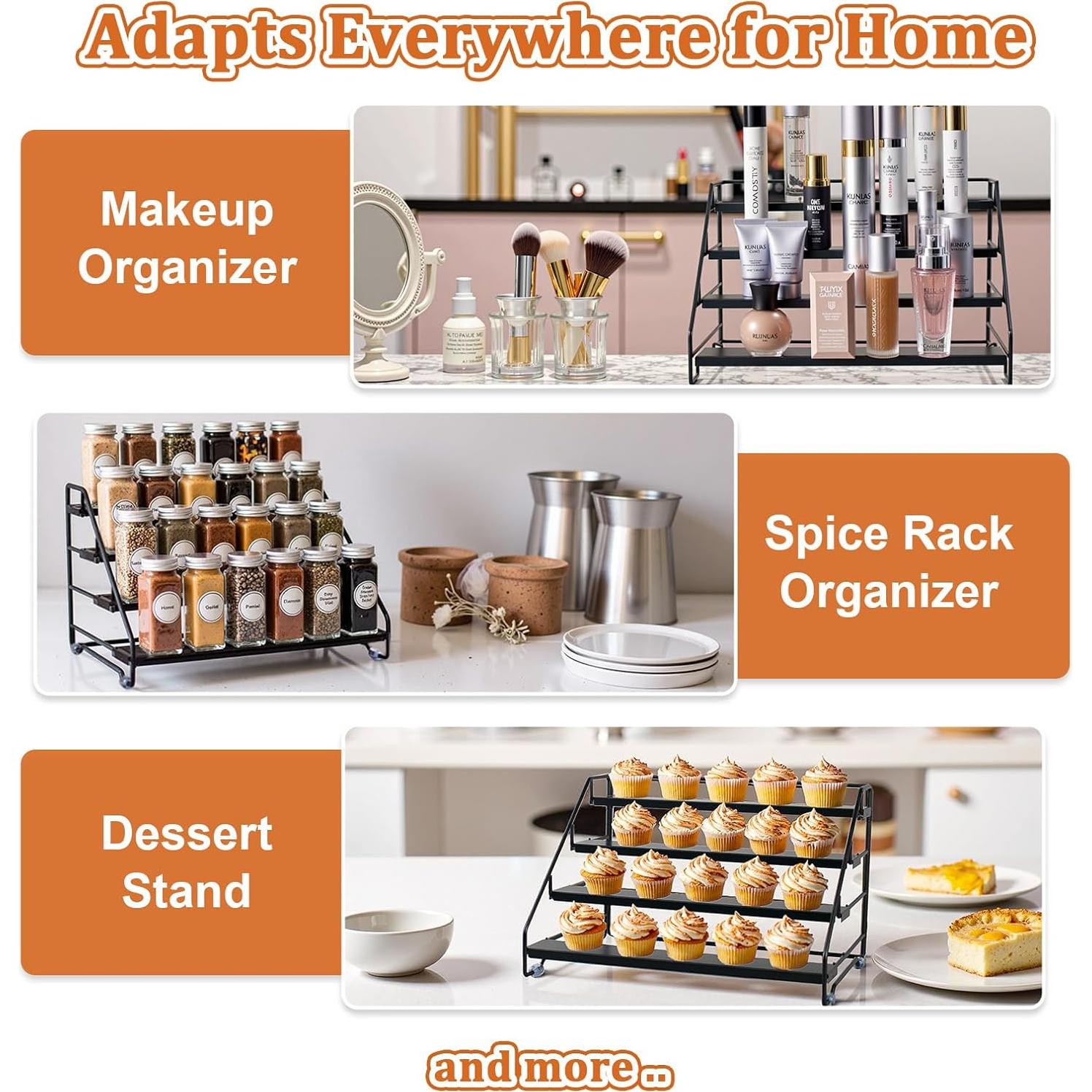 Organizador de Especias 4 Niveles AVMDOM Ajustable Negro