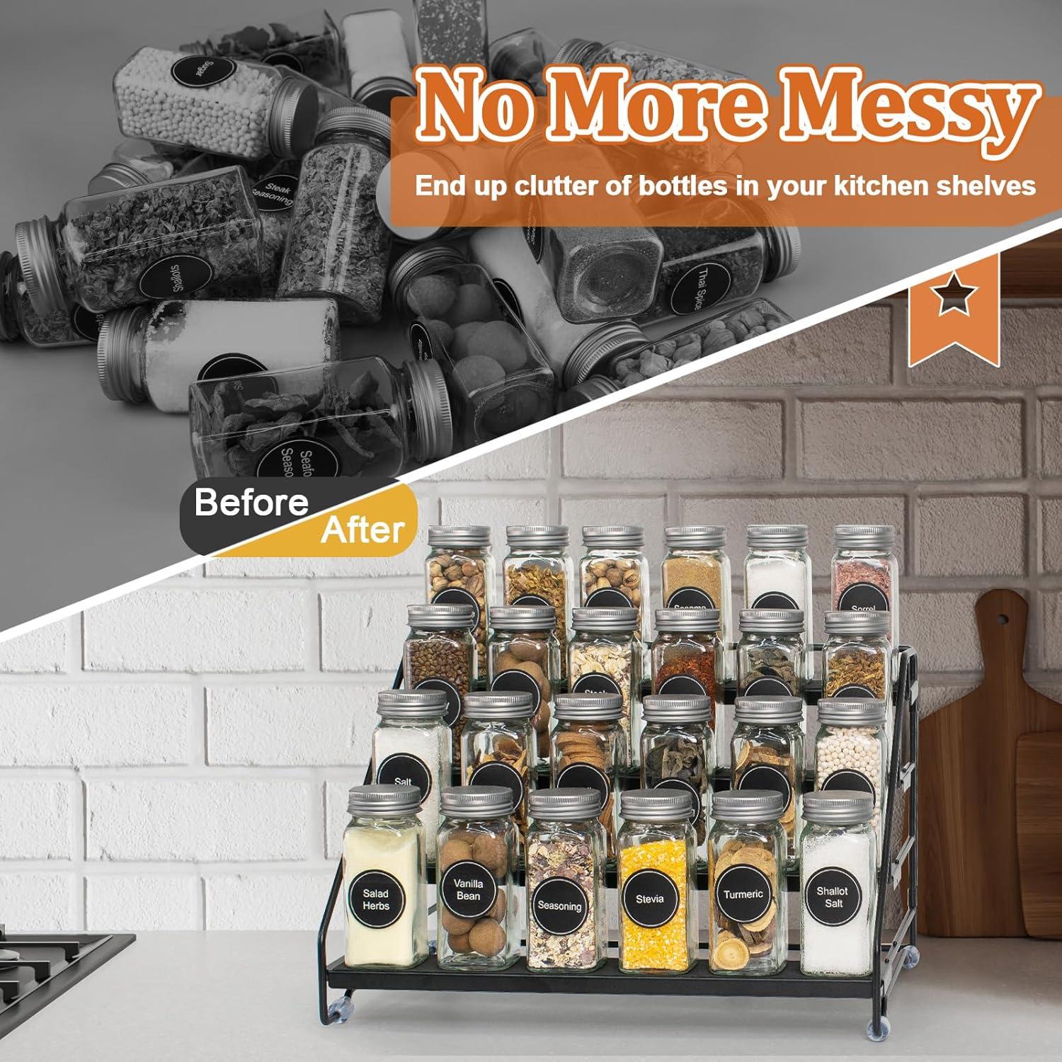 Organizador de Especias 4 Niveles AVMDOM Ajustable Negro