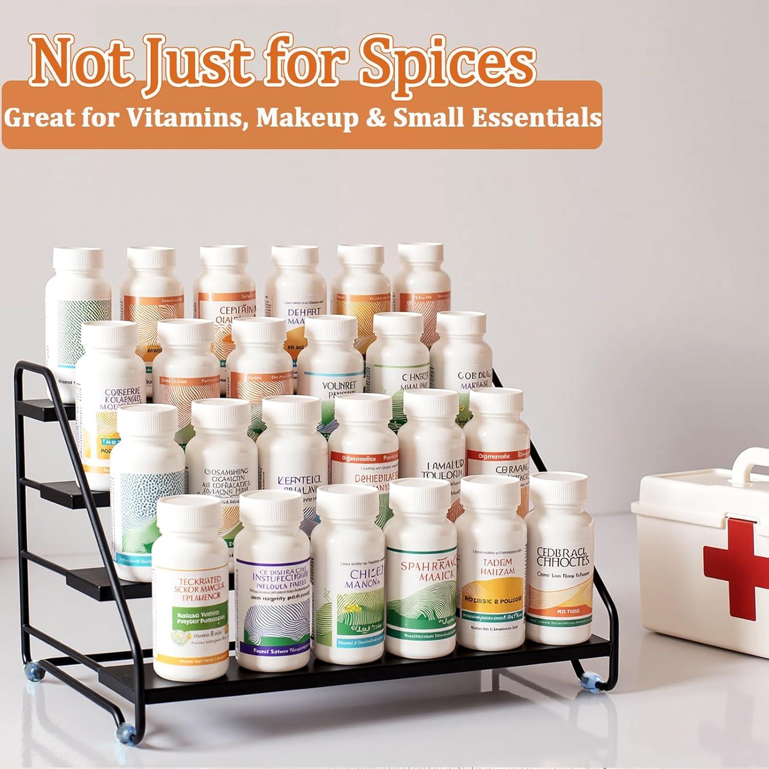 Organizador de Especias 4 Niveles AVMDOM Ajustable Negro