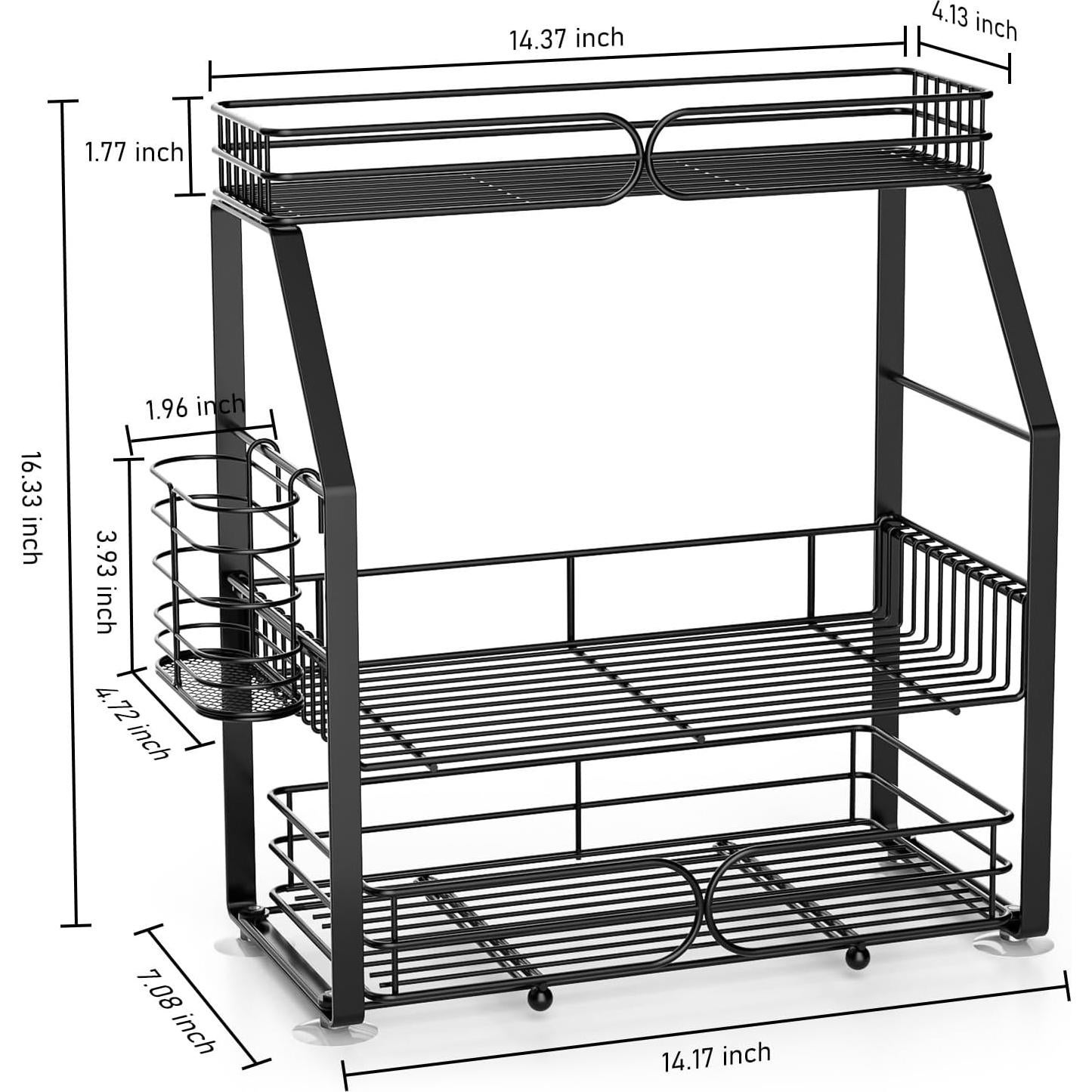 Organizador de Especias PXYHMUS Negro 3 Niveles Acero Inoxidable