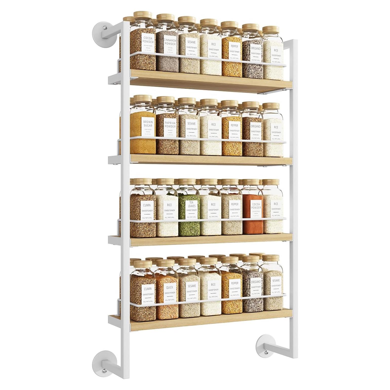 Estante de Especias IBUYKE Montado en Pared 4 Niveles Blanco