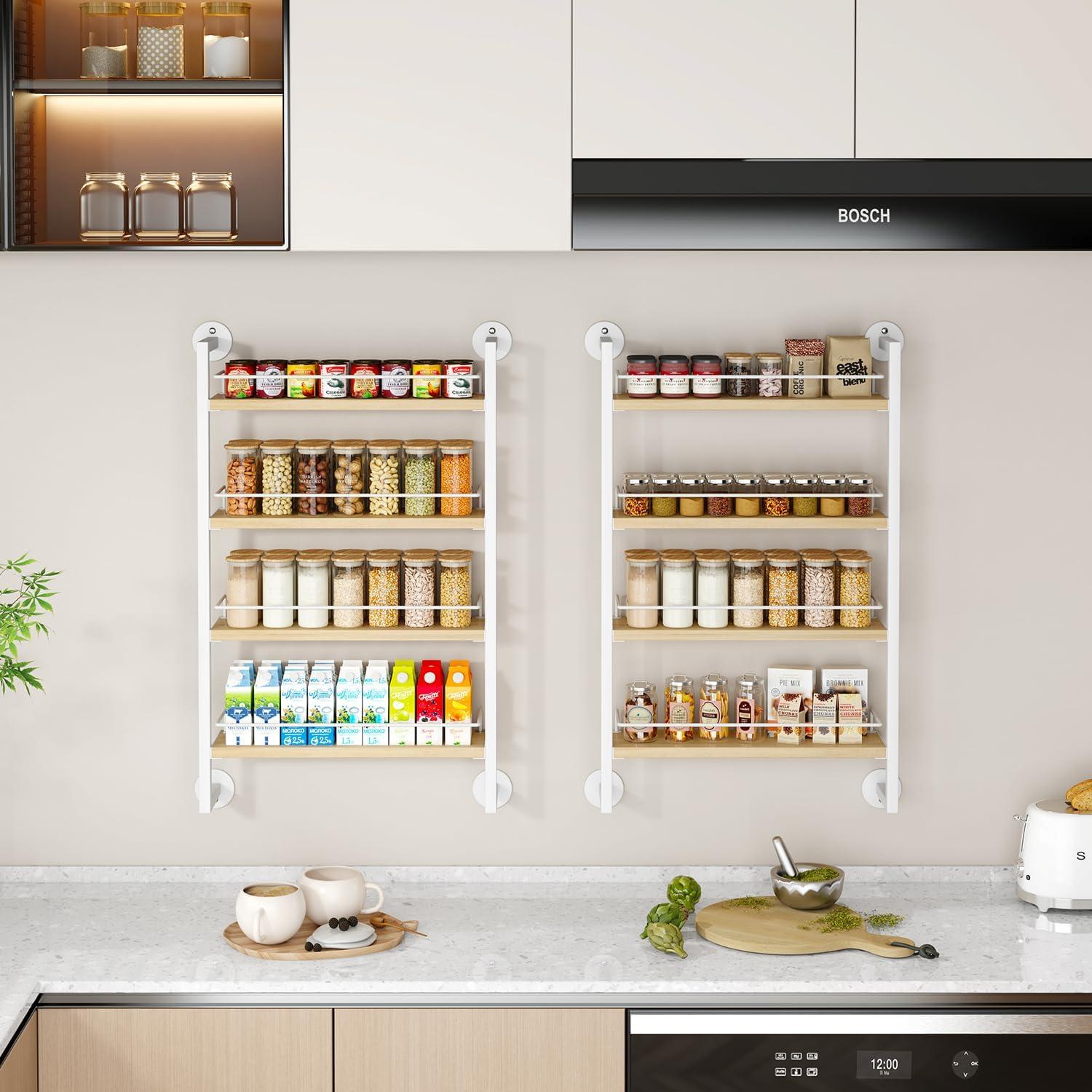 Estante de Especias IBUYKE Montado en Pared 4 Niveles Blanco