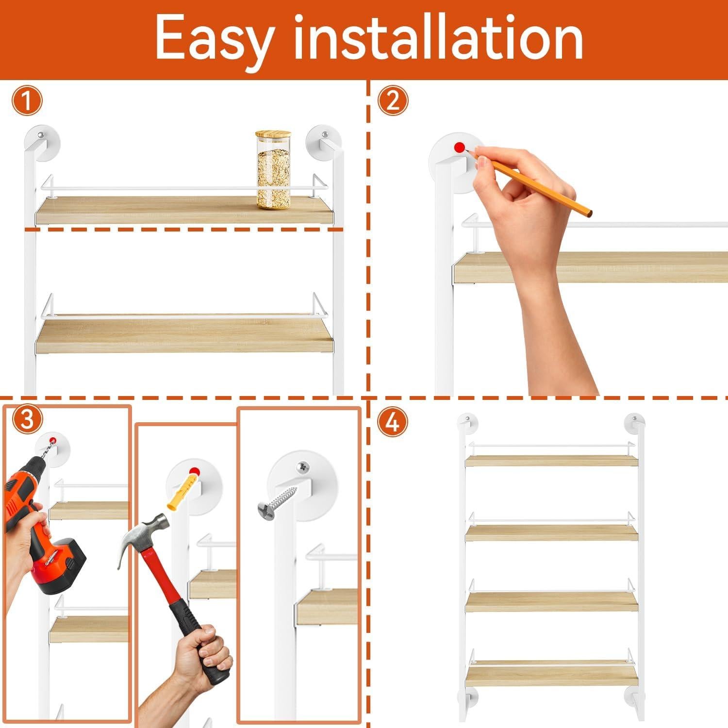 Estante de Especias IBUYKE Montado en Pared 4 Niveles Blanco