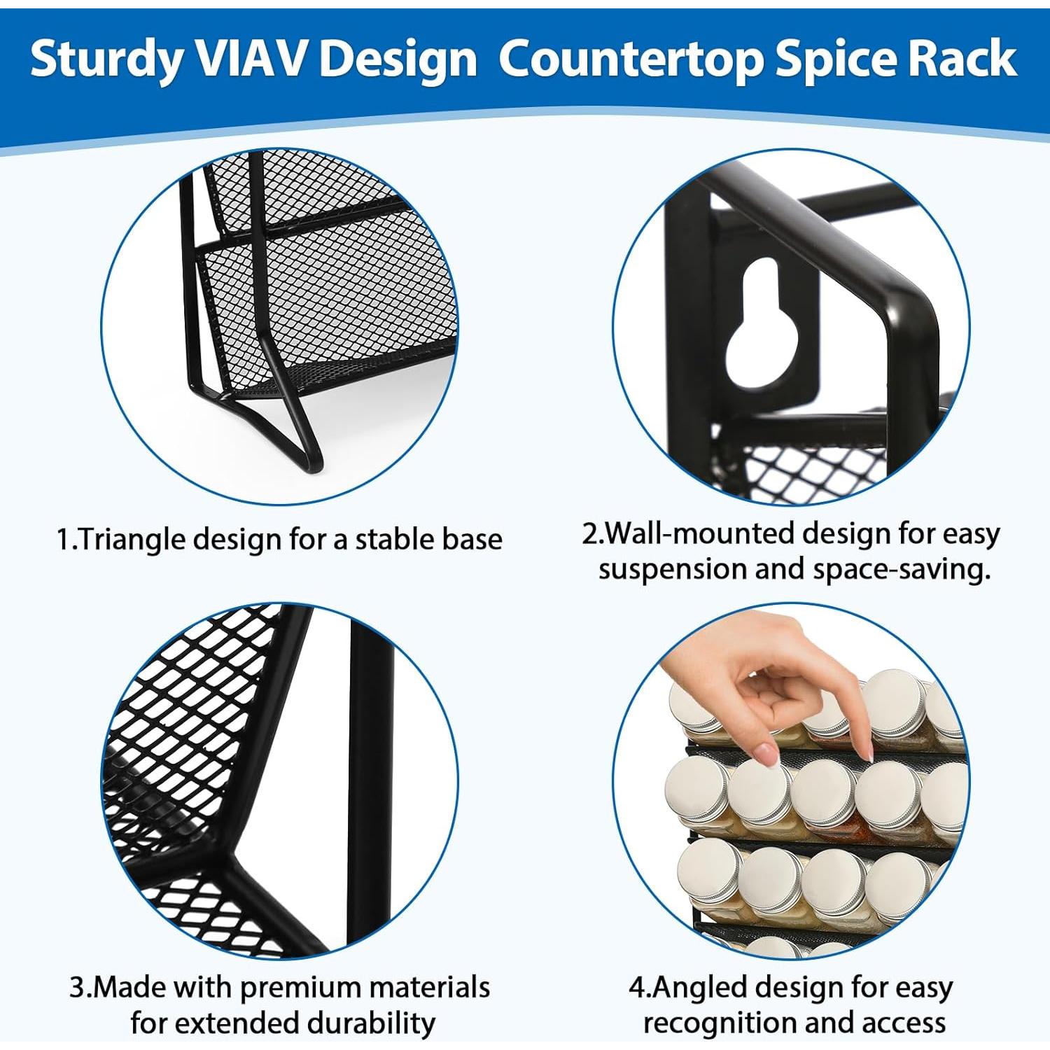 Estante de Especias 4 Niveles VIAV Design Negro 34.5x14.2x24.4 cm