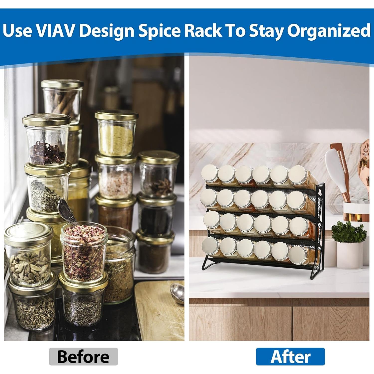 Estante de Especias 4 Niveles VIAV Design Negro 34.5x14.2x24.4 cm