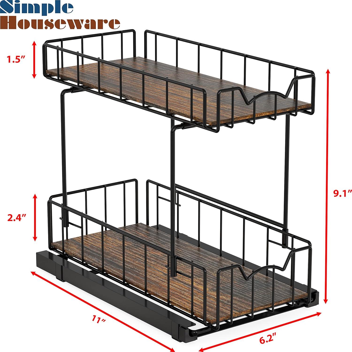Organizador de Cajón Deslizante Simple Houseware 2 Niveles Negro