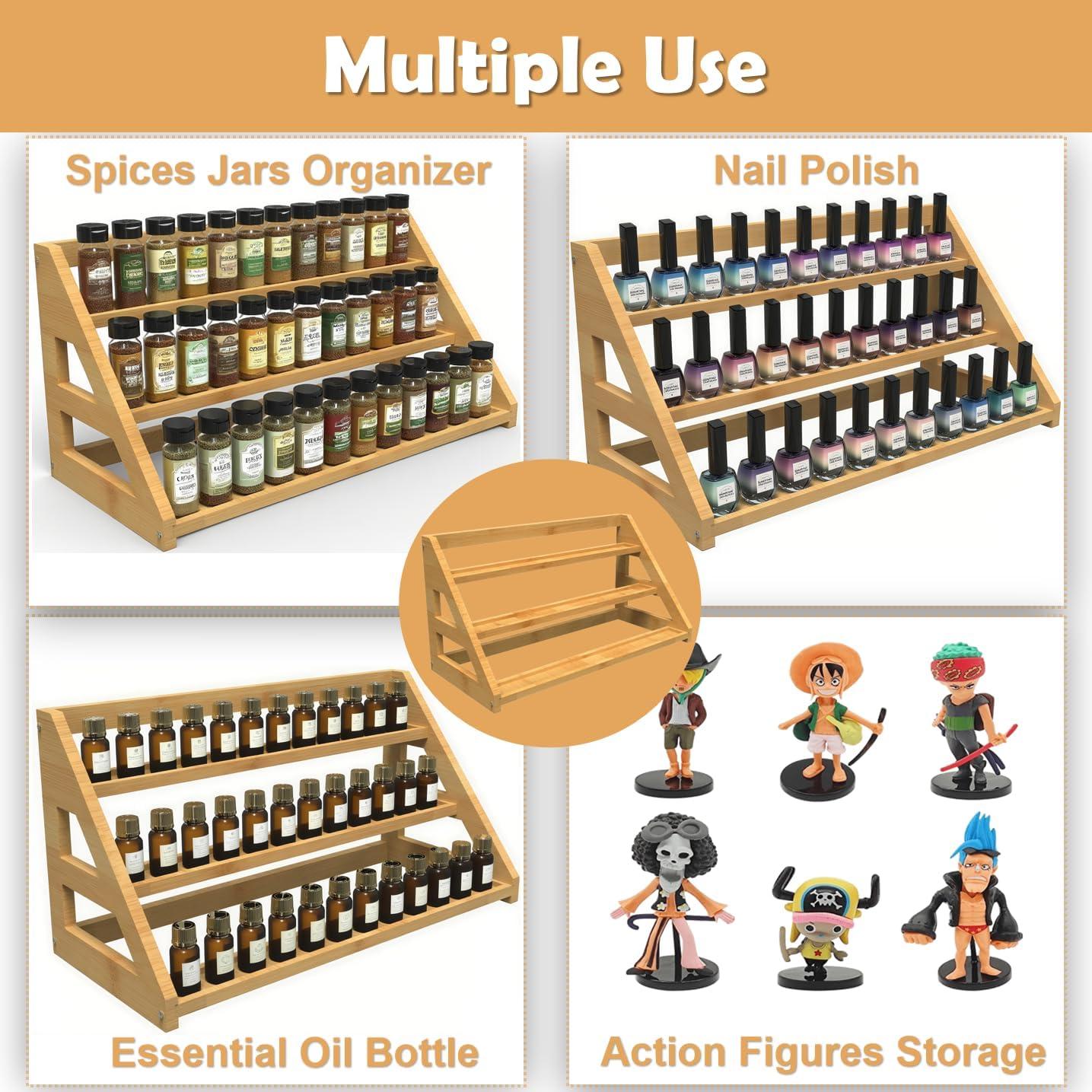 Estante de Especias de Bambú Rasydyn 3 Niveles Antideslizante