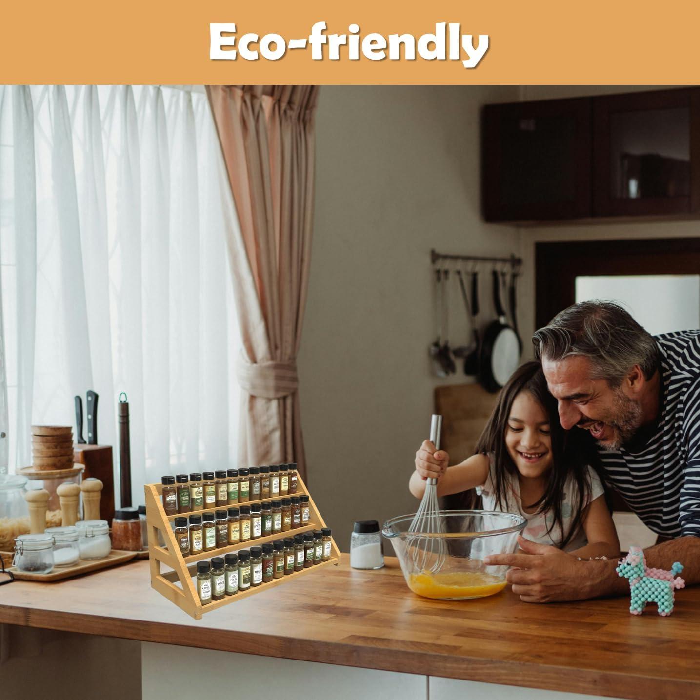 Estante de Especias de Bambú Rasydyn 3 Niveles Antideslizante