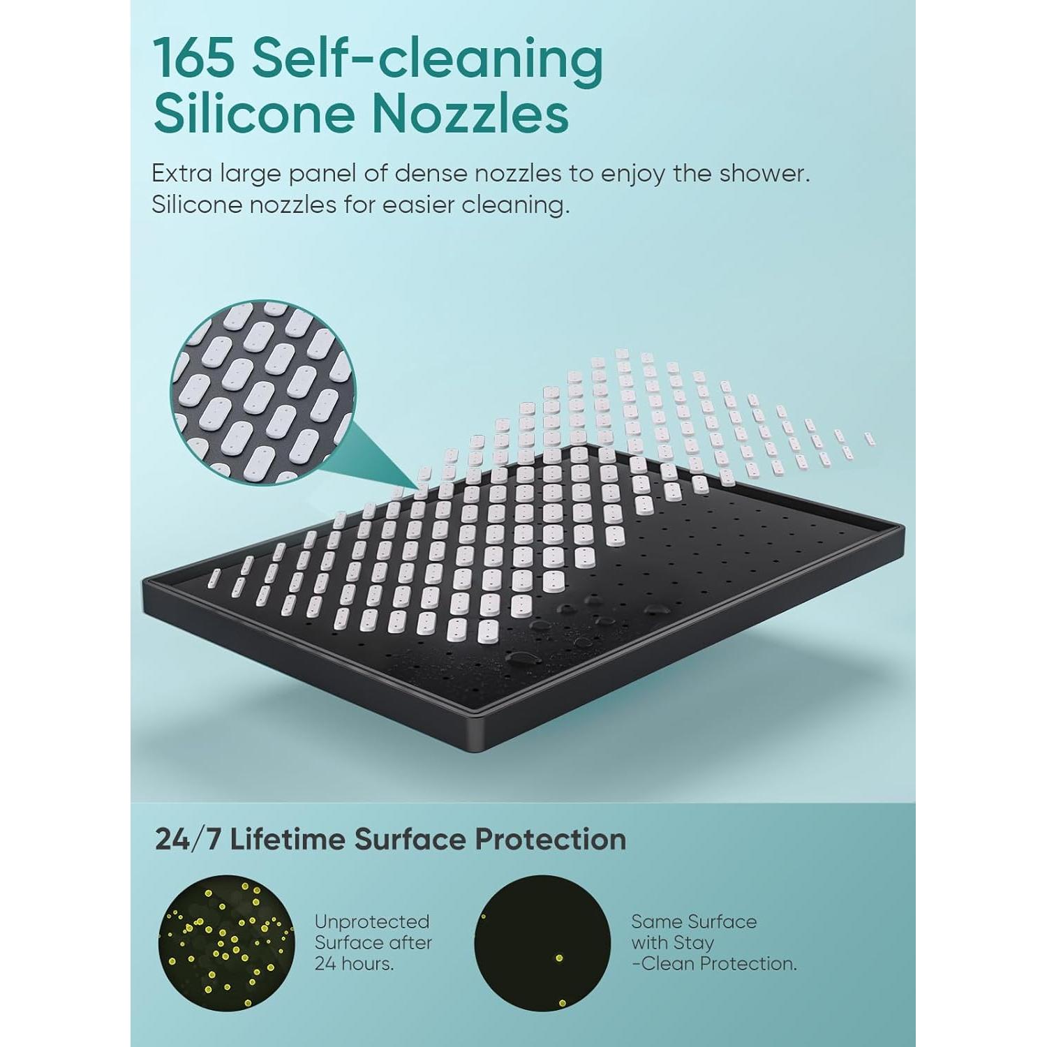 Cabezal de Ducha de Lluvia Cobbe 30 cm con Mano 6 Modos Negro